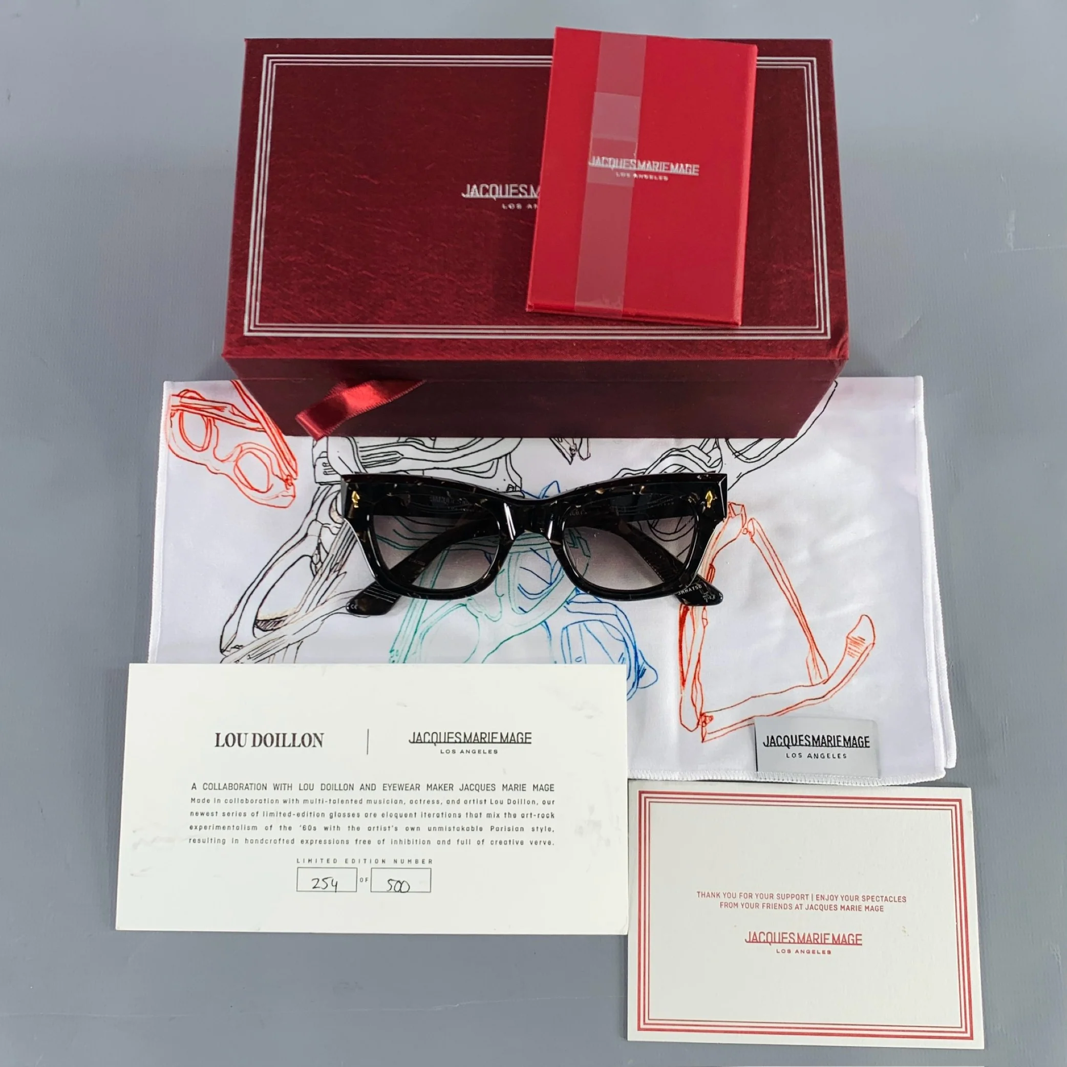 JACQUES MARIE MAGE -All These Nights- Black Cream Marbled Acetate Sunglasses - Image 8