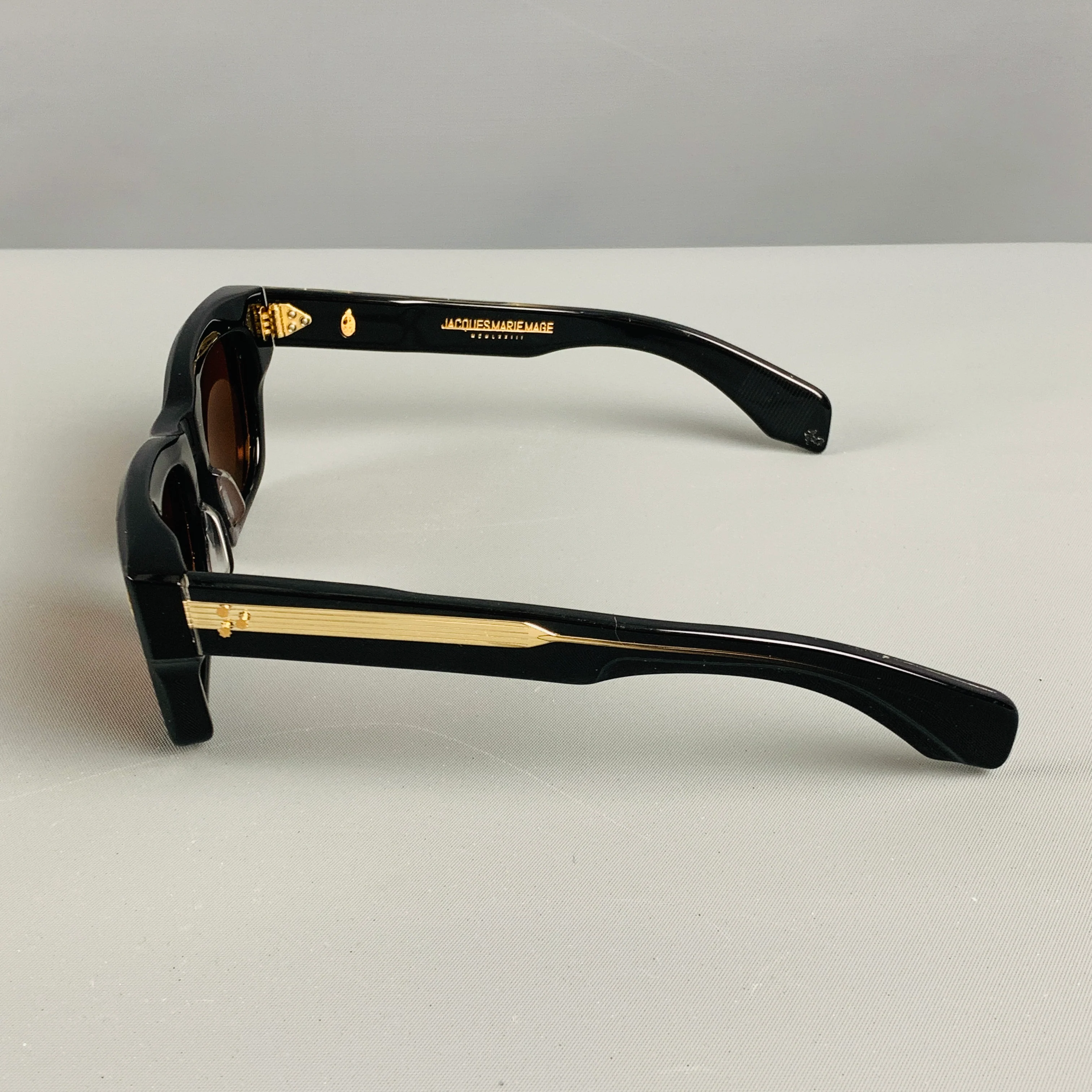JACQUES MARIE MAGE Black Gold Stripe Acetate Sunglasses - Image 4