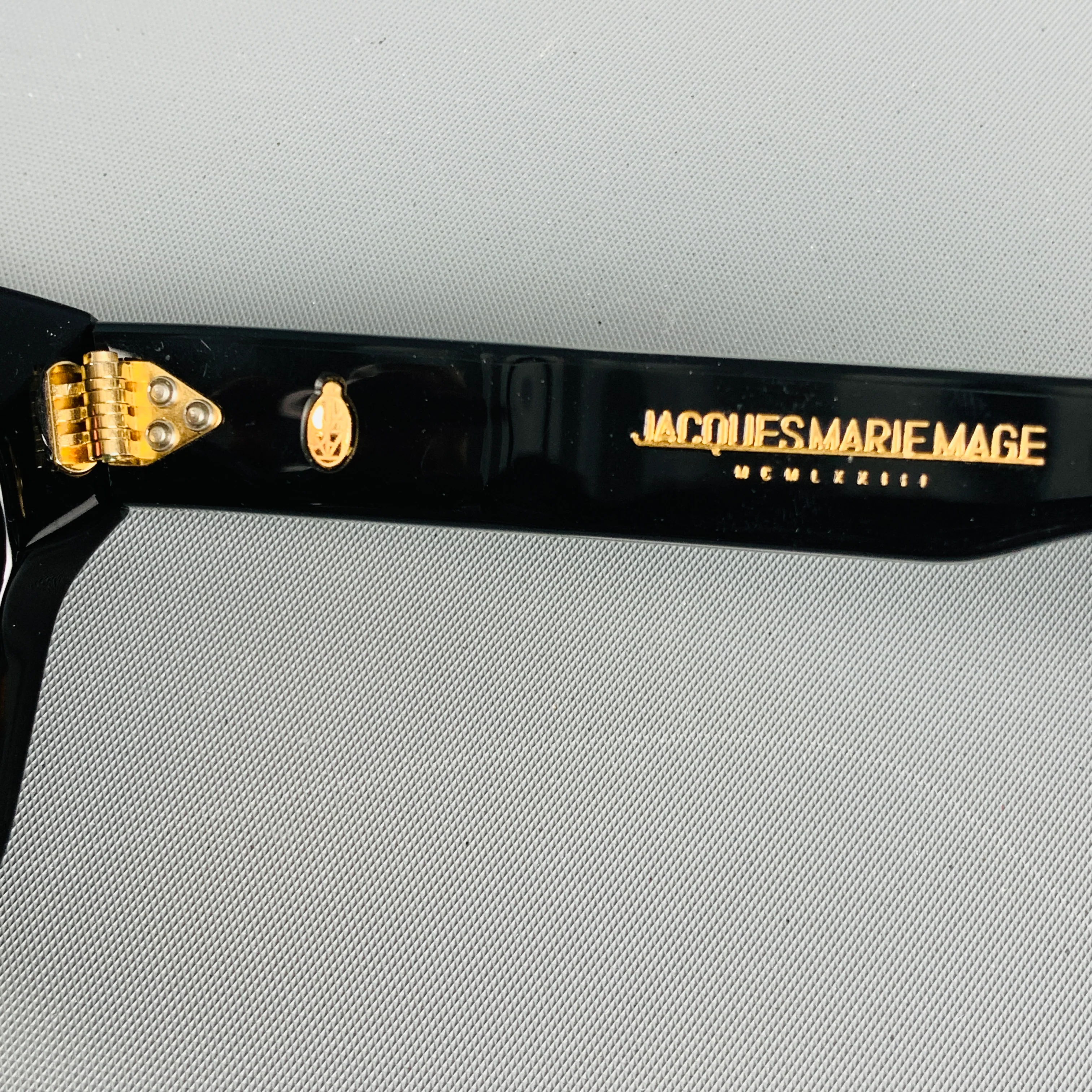 JACQUES MARIE MAGE Black Gold Stripe Acetate Sunglasses - Image 5