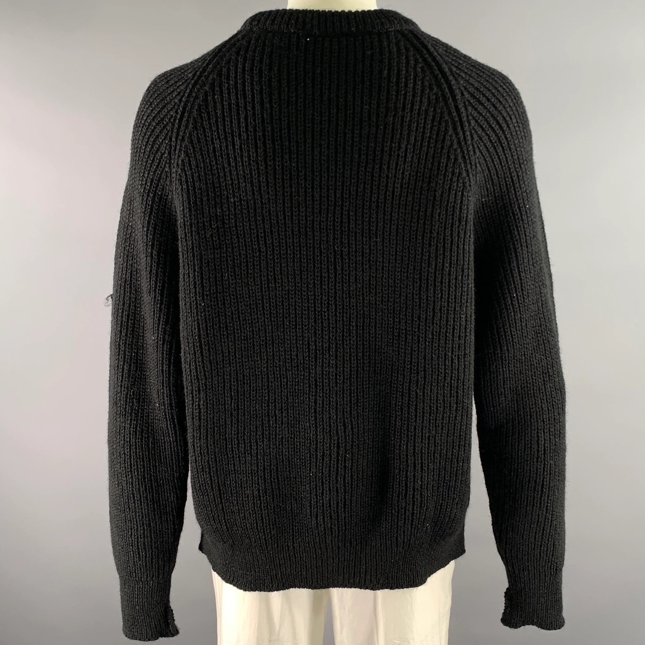 JAMES COWARD Size XL Black Ribbed Wool Raglan Sweater - Image 4