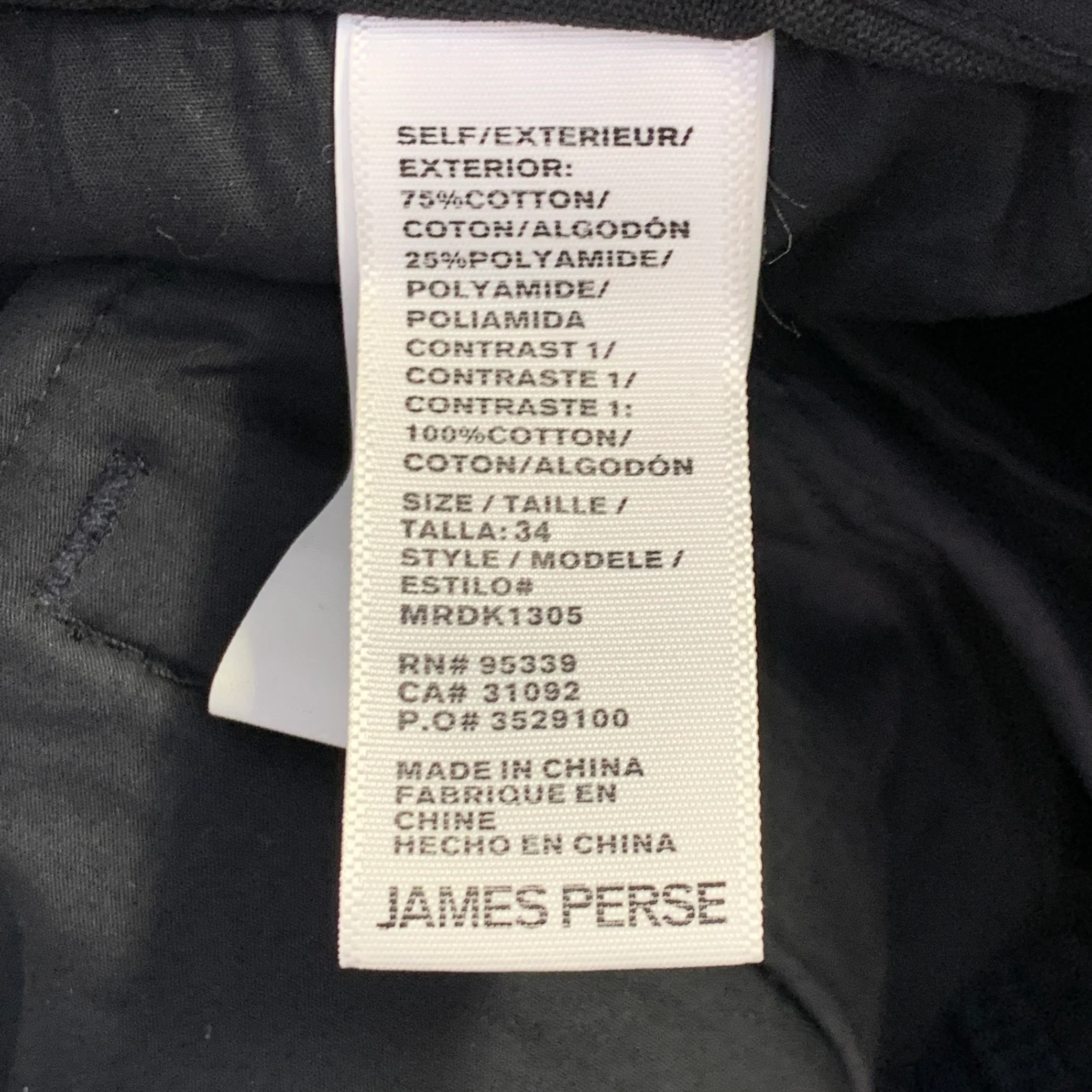 JAMES PERSE Size 34 Navy Cotton Blend Zip Pockets Tapered Casual Pants - Image 5