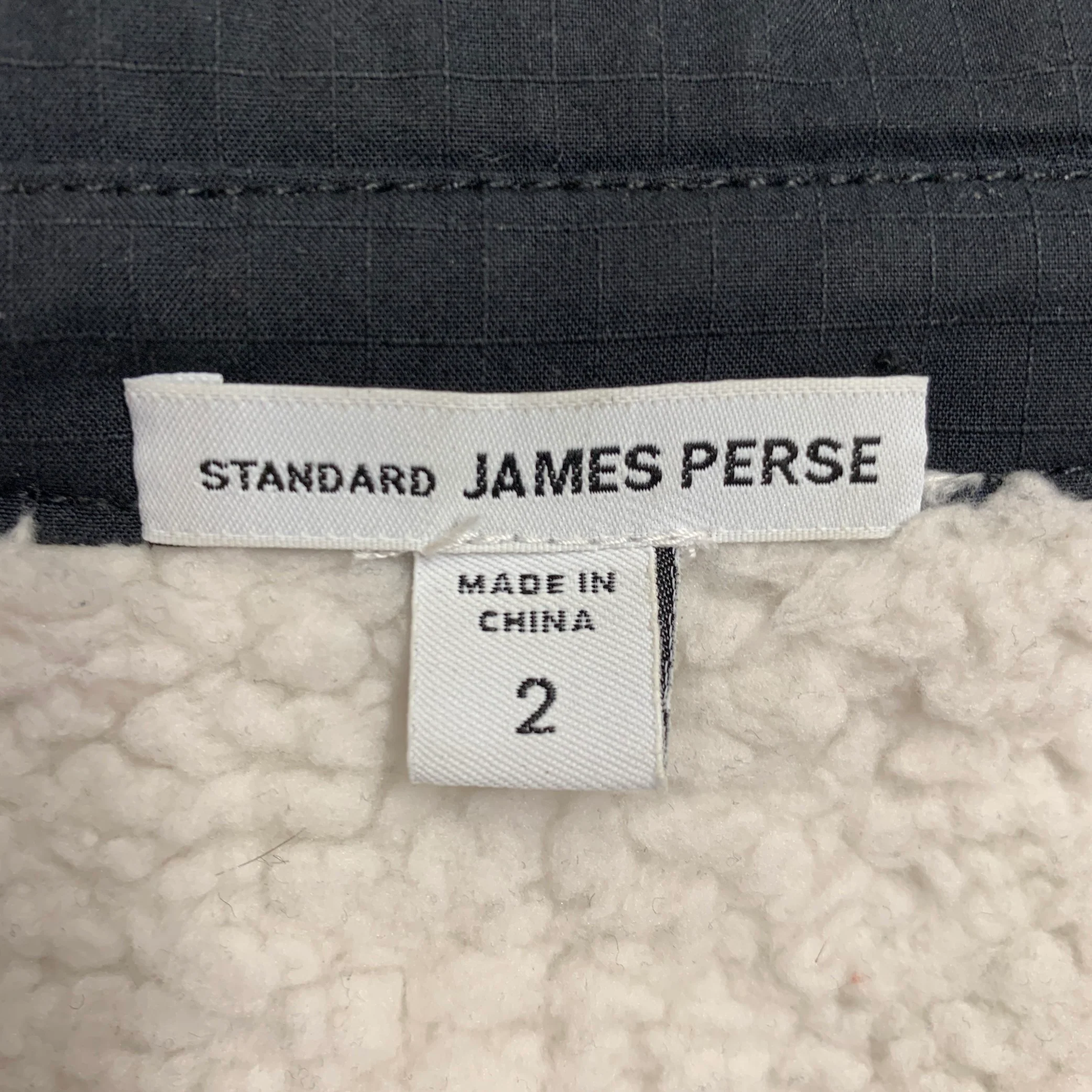 JAMES PERSE Size M Black Cotton Faux Shearling One Pocket Shirt Jacket - Image 4