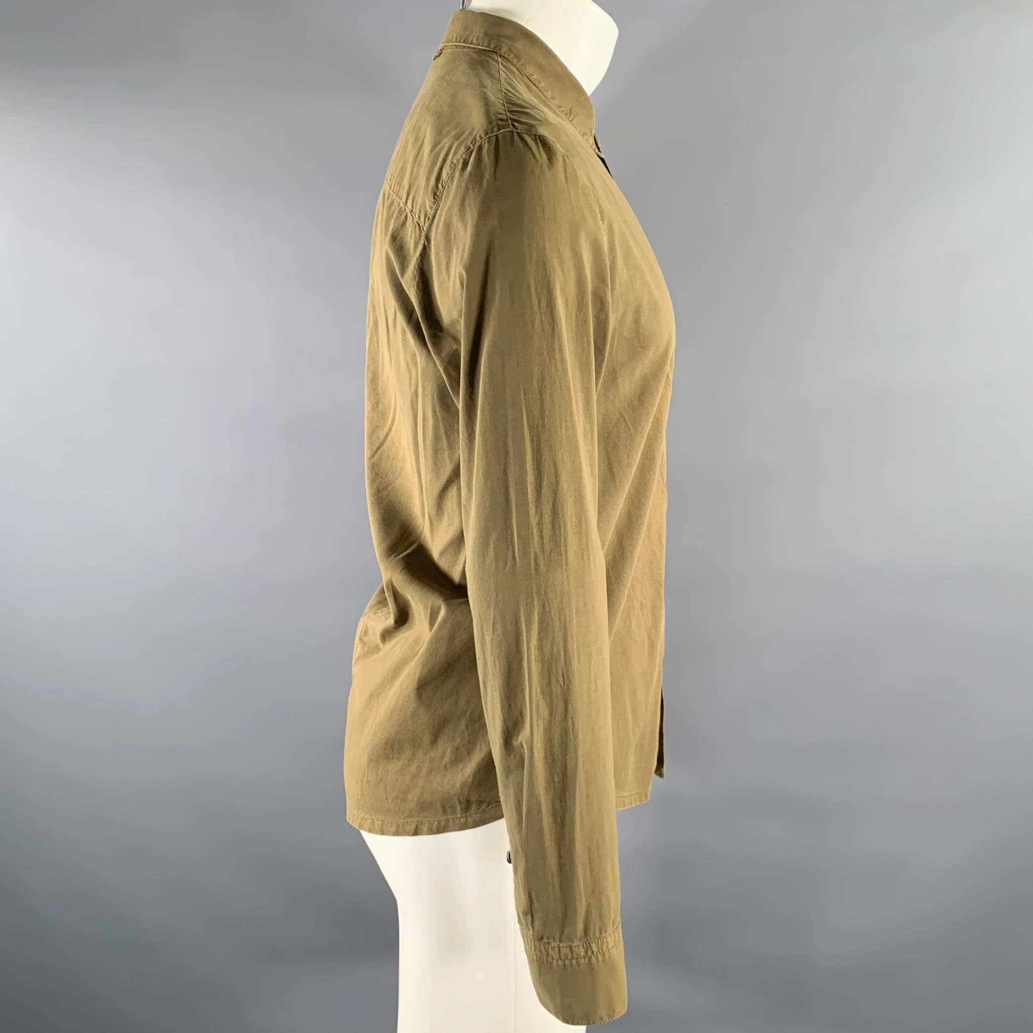 JAMES PERSE Size XS Green Olive Cotton Button Up Long Sleeve Shirt - Image 3