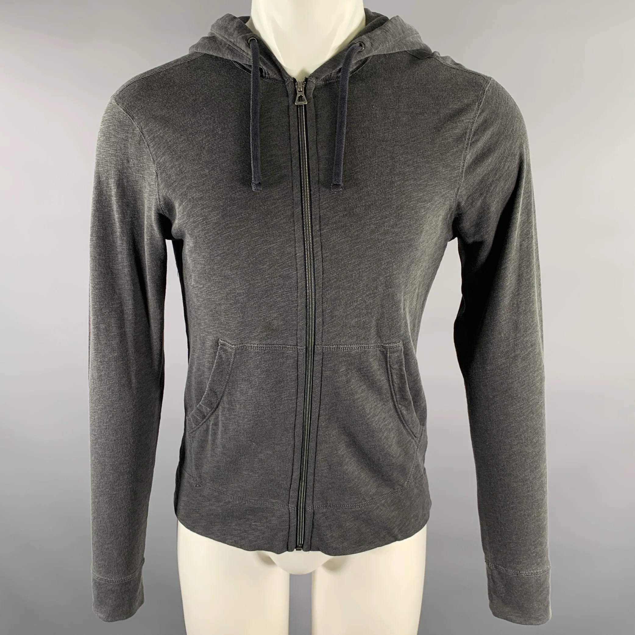 JAMES PERSE Size XS Grey Heather Supima Cotton Zip Up Hoodie