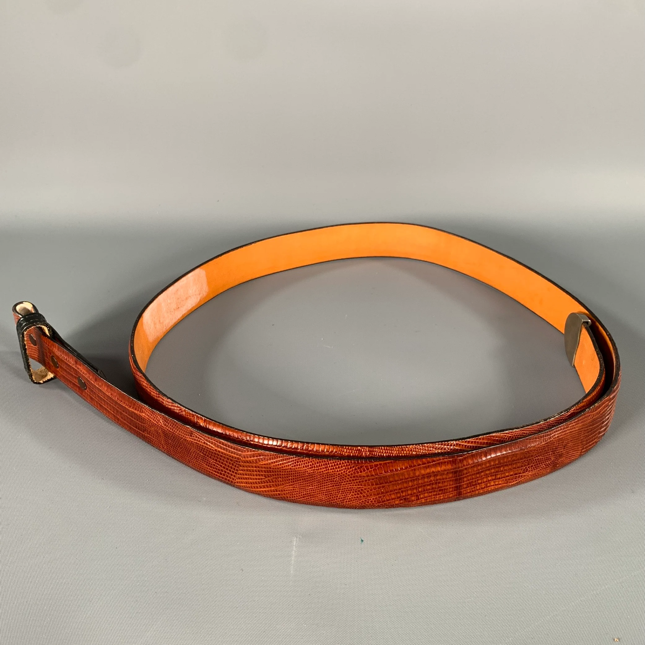 JAMES REID Brown Lizard Leather Belt - Image 4