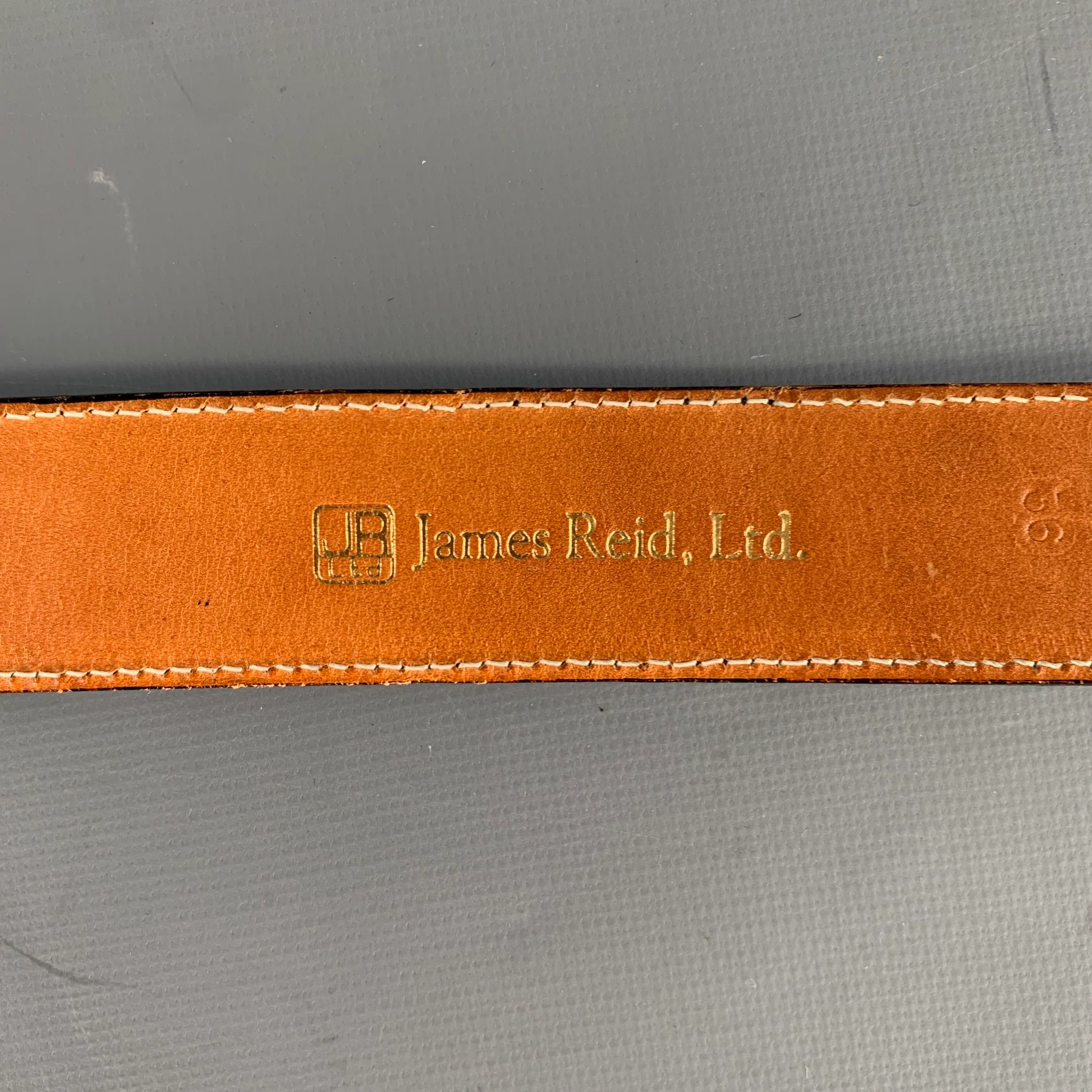 JAMES REID Size 36 Blue Navy Nubuck Lizard Belt - Image 7