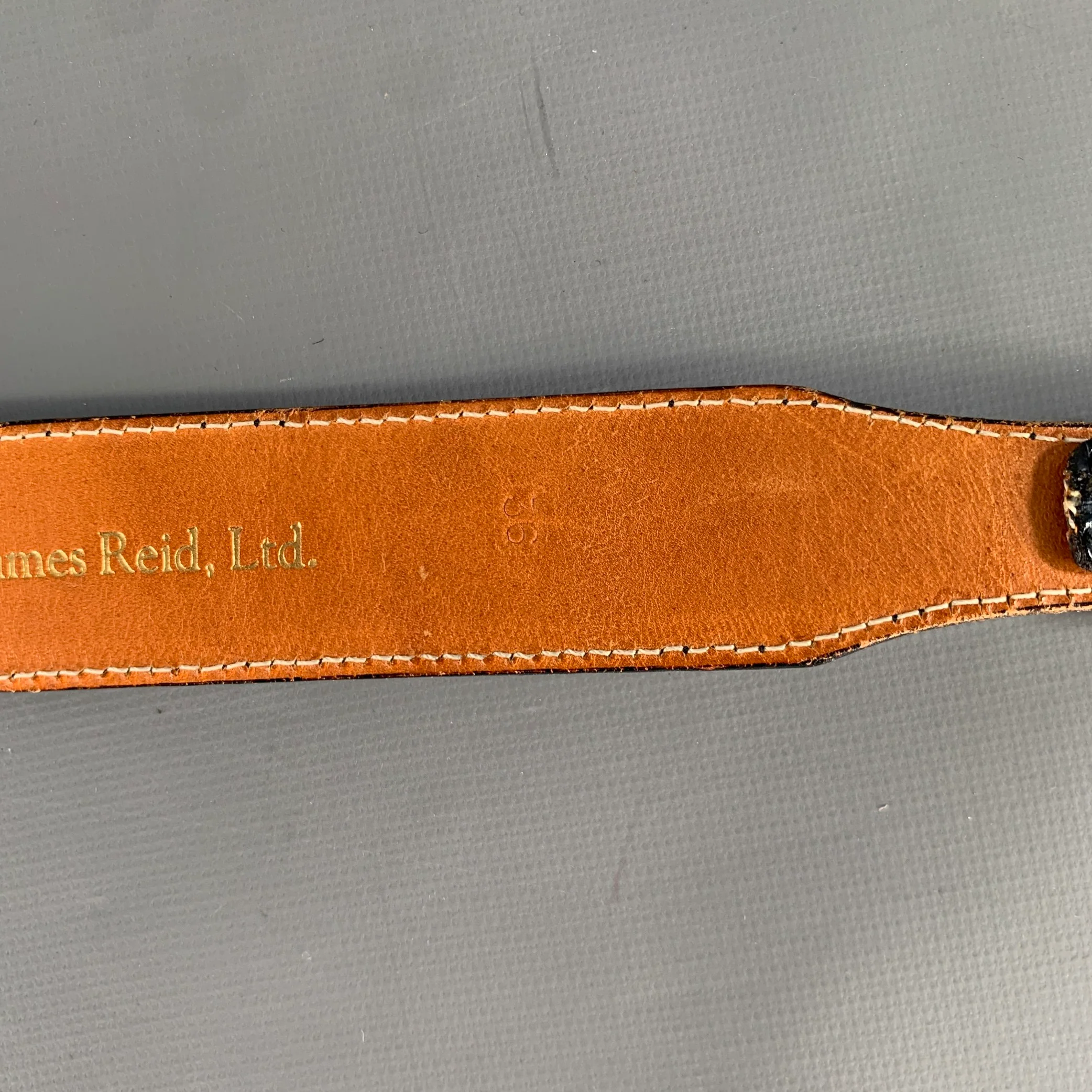 JAMES REID Size 36 Blue Navy Nubuck Lizard Belt - Image 8