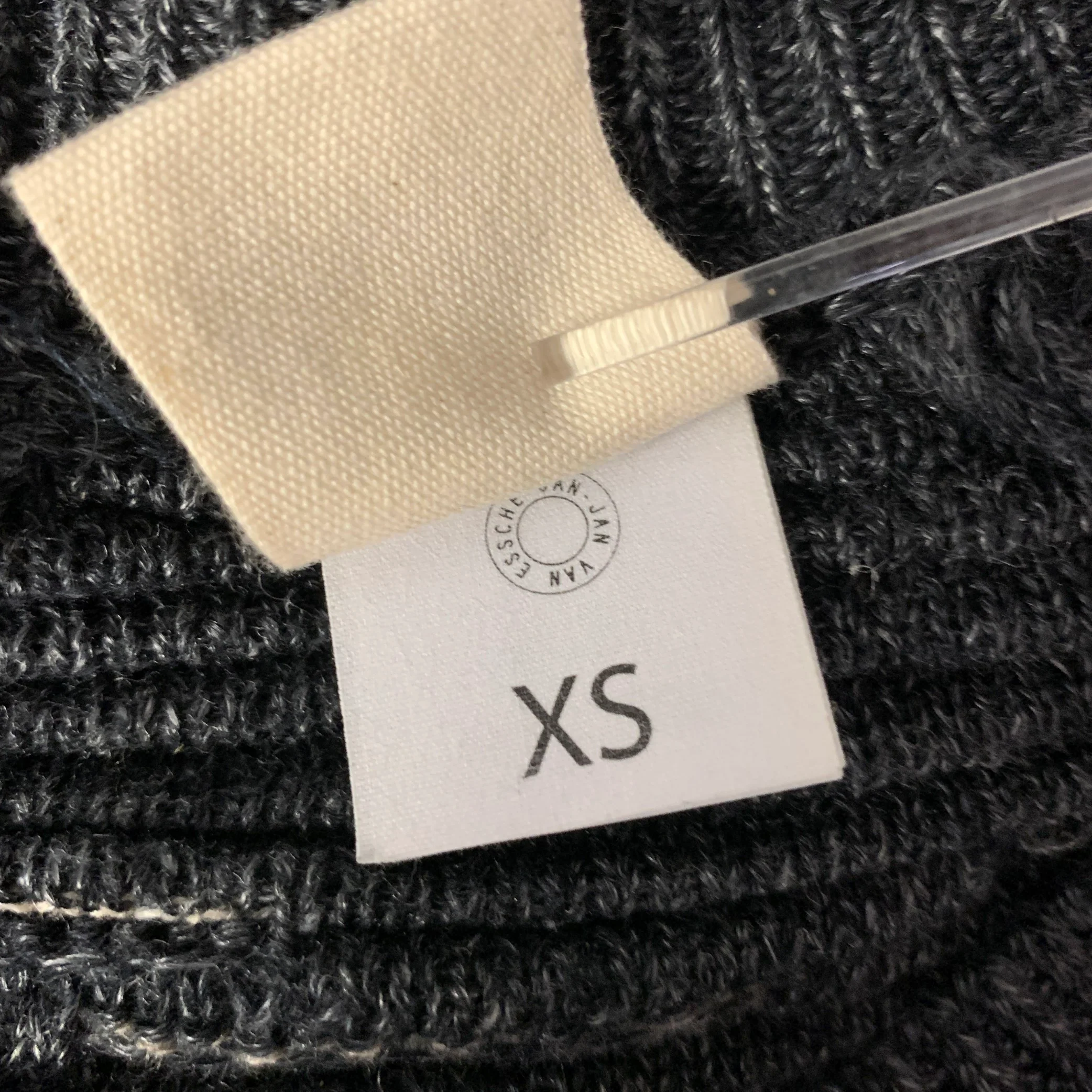 JAN-JAN VAN ESSCHE Size S Grey White Knit Linen Crew-Neck Sweater - Image 7