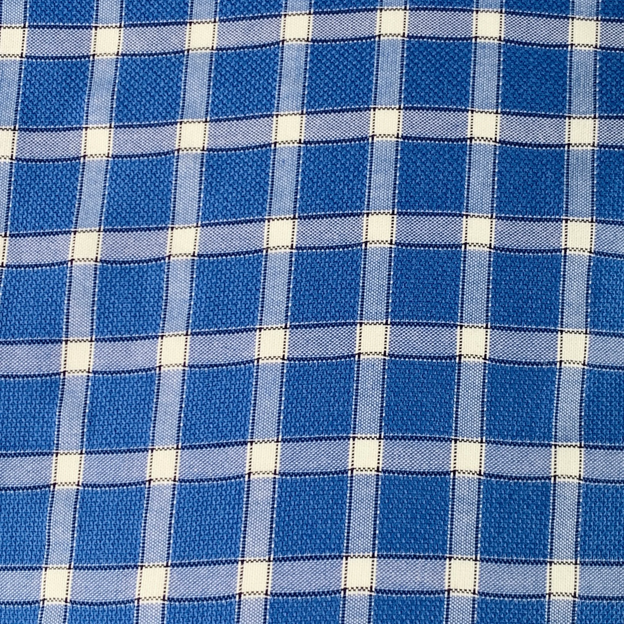 JARED LANG Size M Blue White Checkered Cotton Spread Collar Long Sleeve Shirt - Image 2