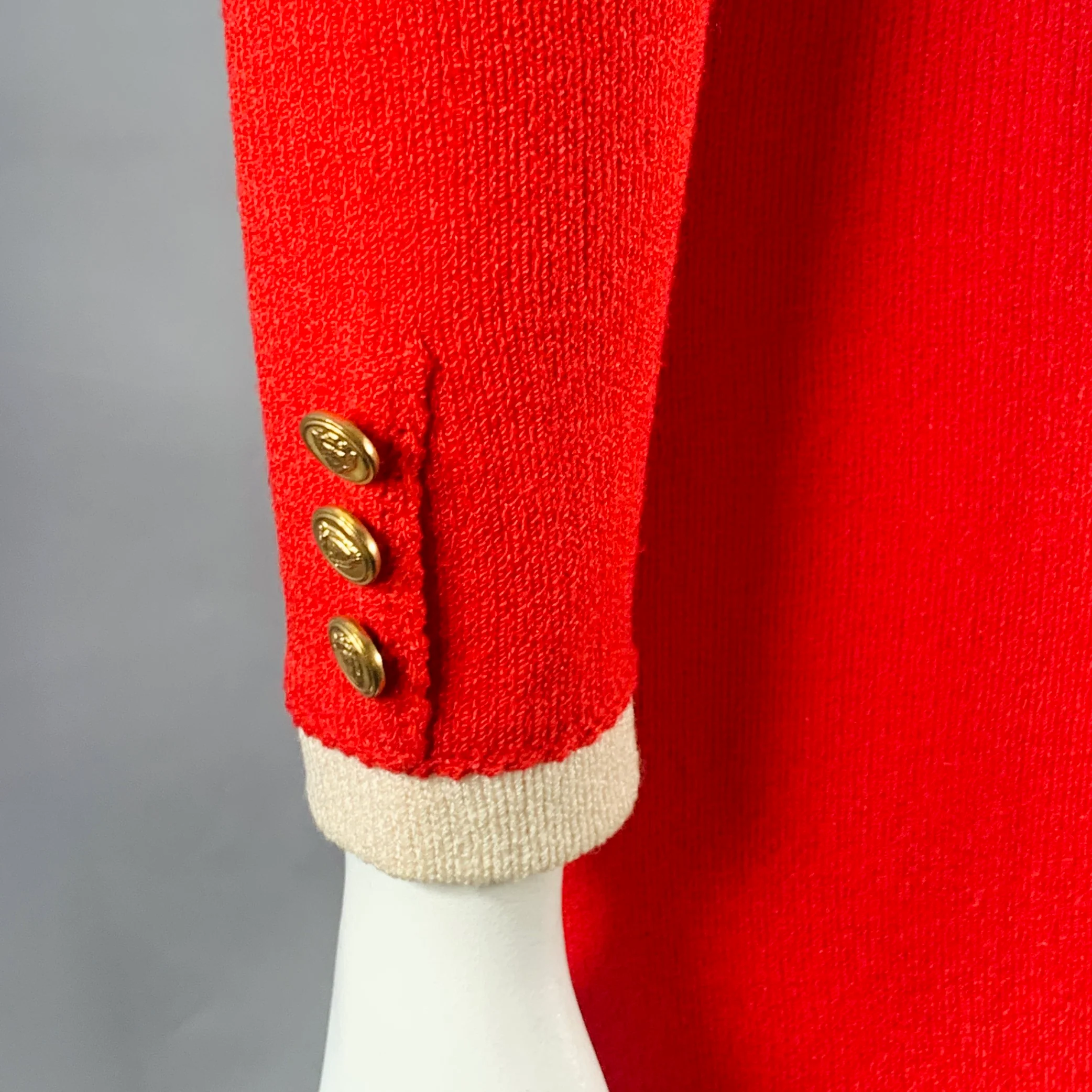 JAYLON Vintage Size 10 Red Cream Long Sleeve Knit Dress - Image 5