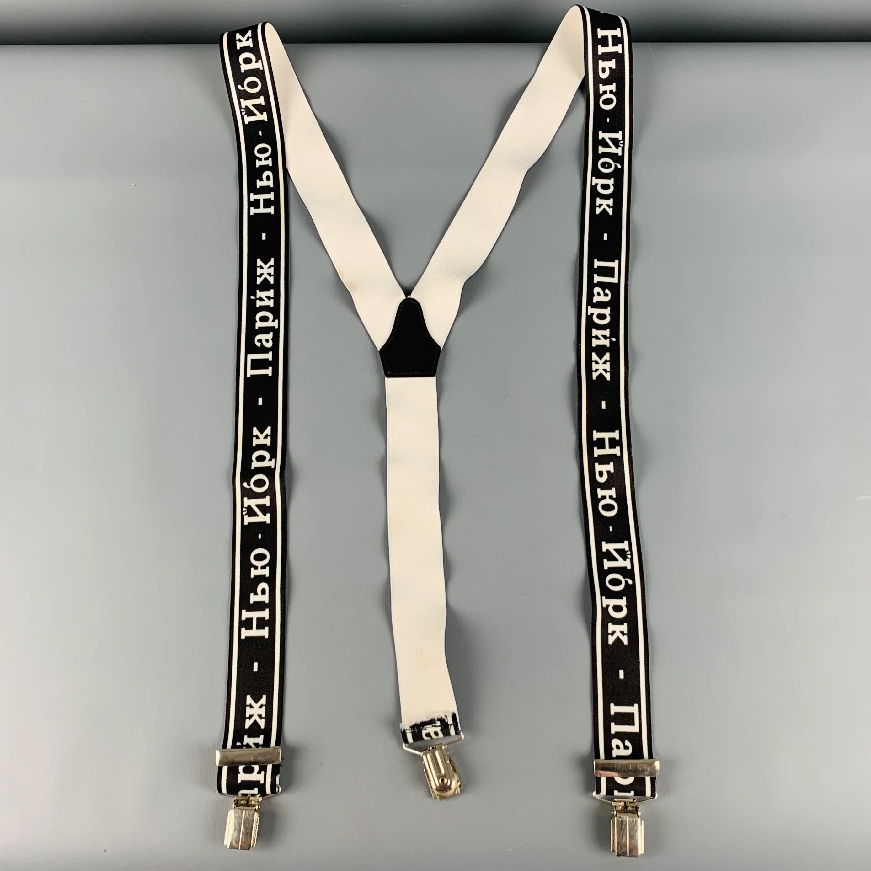 JEAN PAUL GAULTIER Black White Print Suspenders