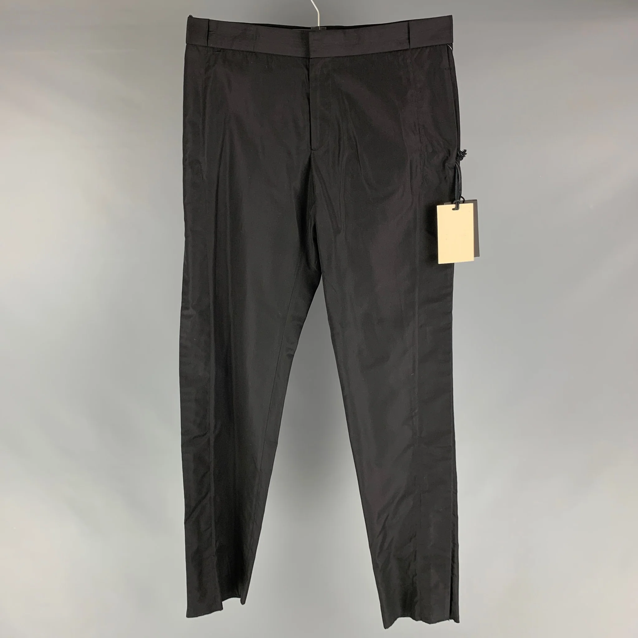 JEAN PAUL GAULTIER Size 34 Black Solid Silk Zip Up Dress Pants