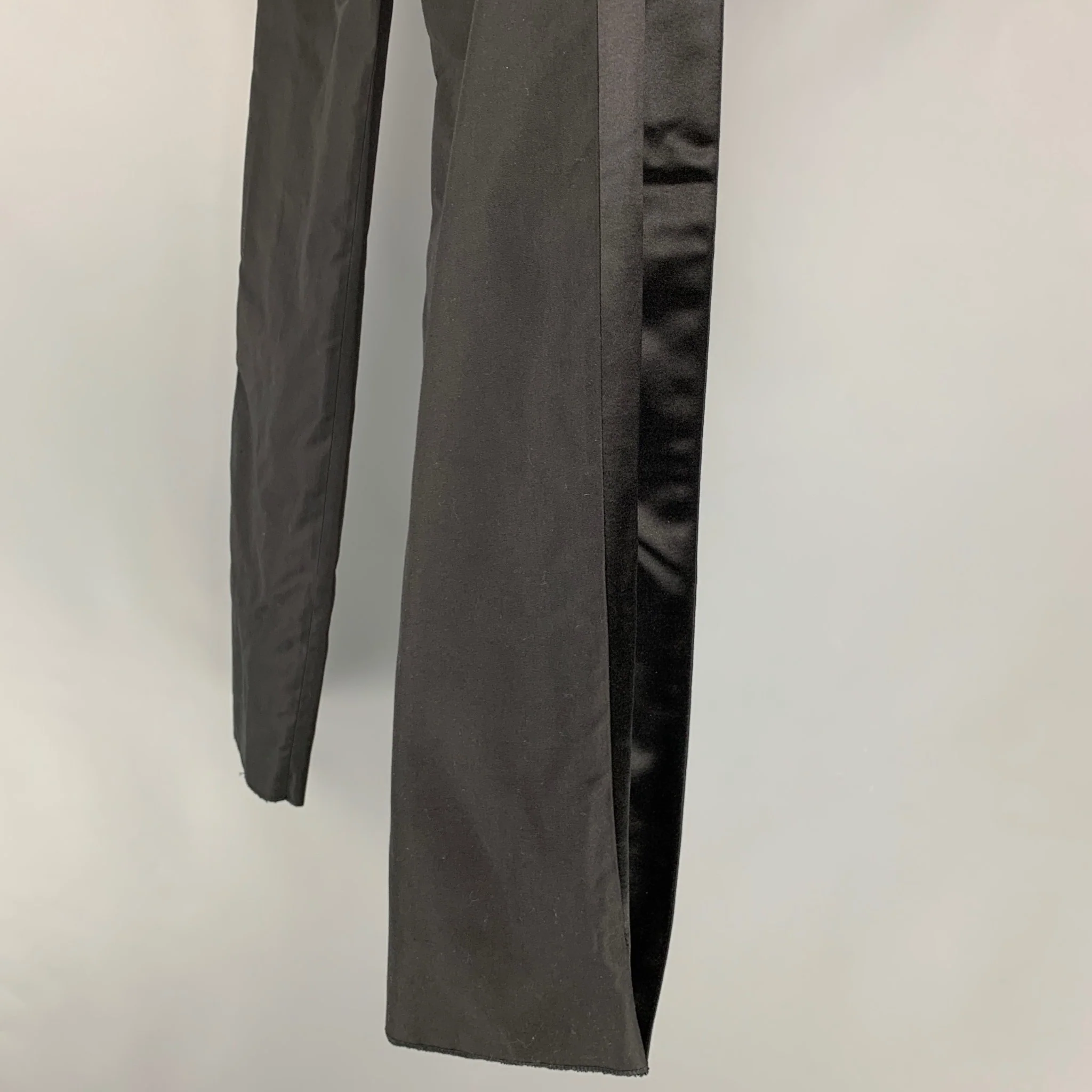 JEAN PAUL GAULTIER Size 34 Black Solid Silk Zip Up Dress Pants - Image 4