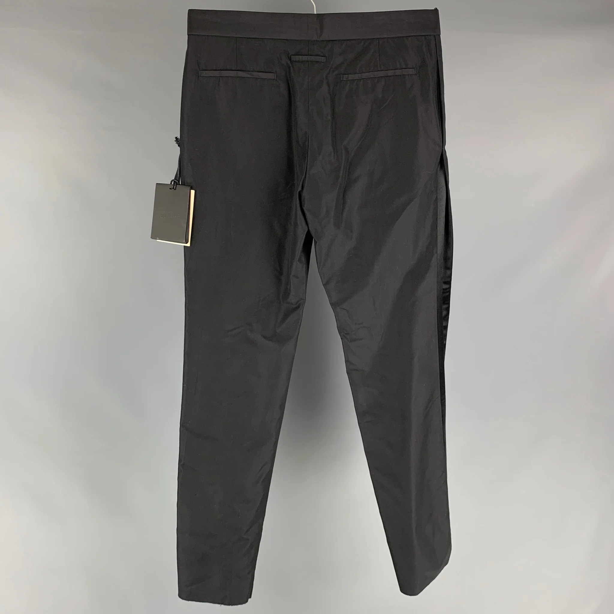 JEAN PAUL GAULTIER Size 34 Black Solid Silk Zip Up Dress Pants - Image 5