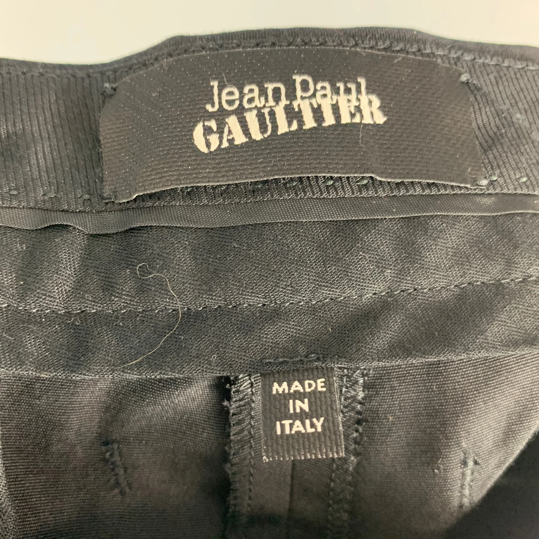 JEAN PAUL GAULTIER Size 34 Black Solid Silk Zip Up Dress Pants - Image 6