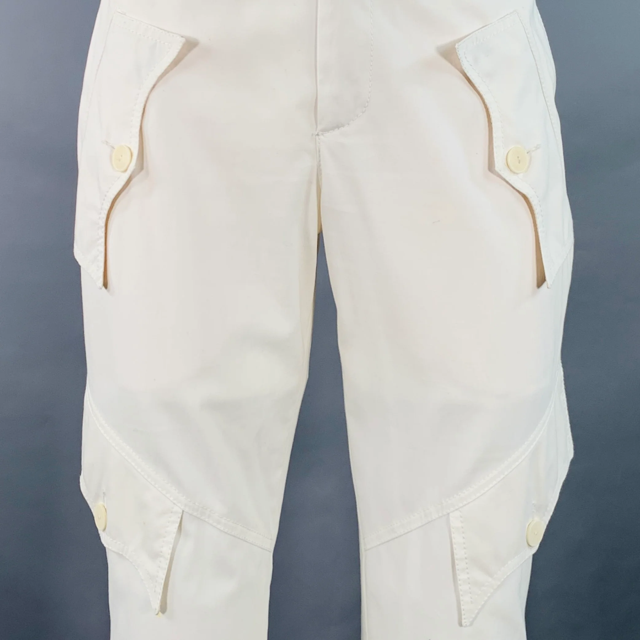 JEAN PAUL GAULTIER Size 4 Cream Cotton Cargo Casual Pants - Image 2