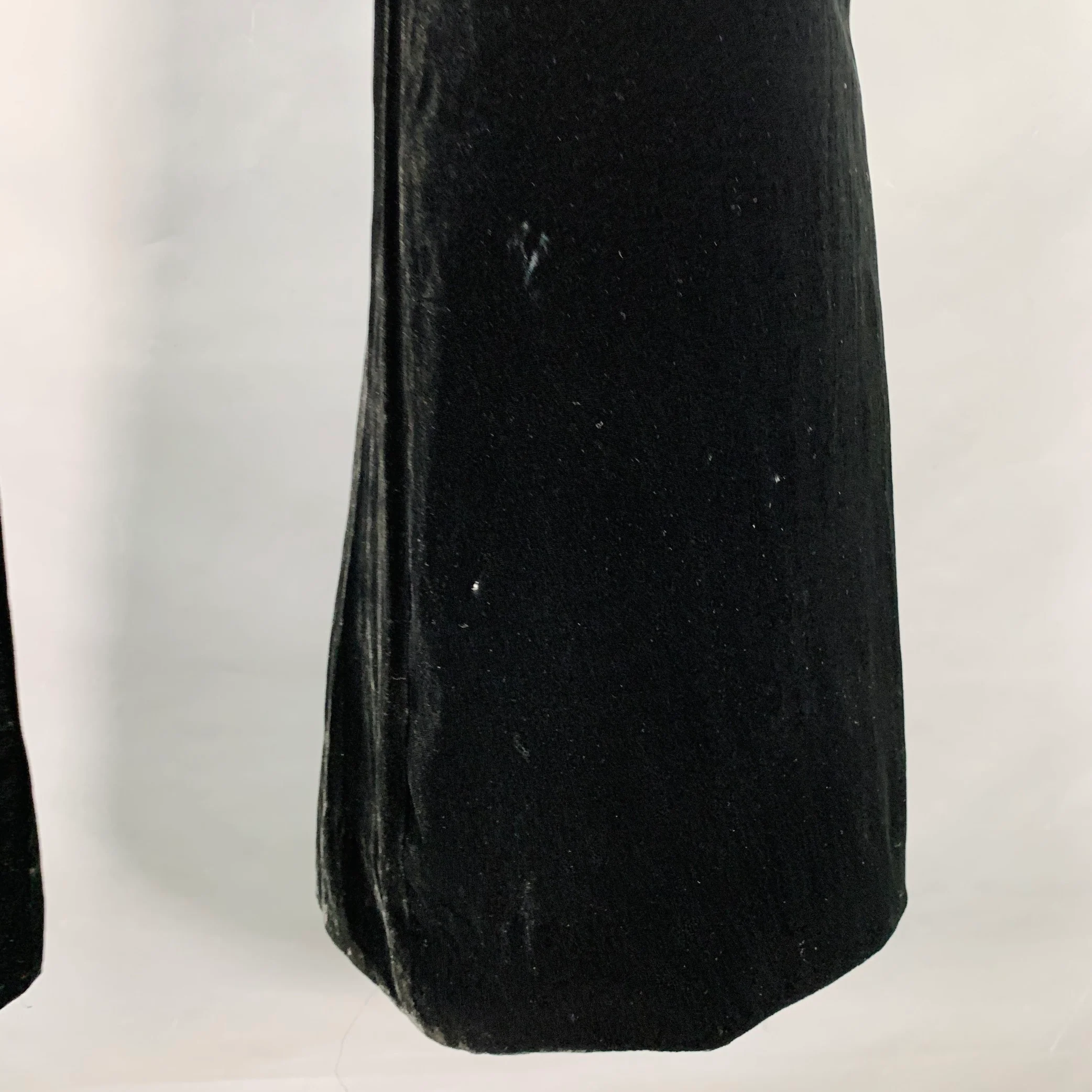 JEAN PAUL GAULTIER Size M Black Velvet Rayon Silk Blend Flared Dress Pants - Image 7