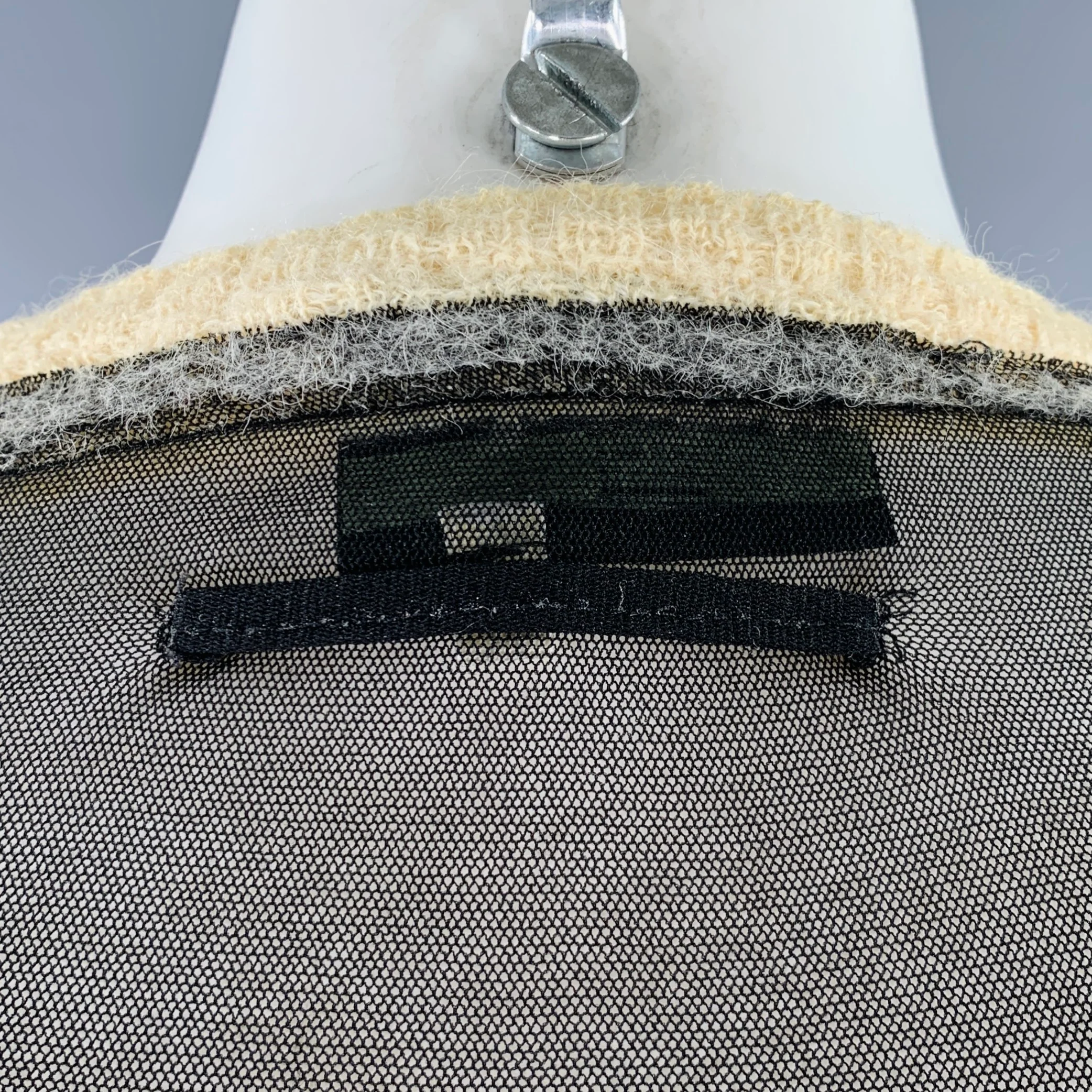JEAN PAUL GAULTIER Size S Black Cream Stripe Polyamide Alpaca Mesh Pullover - Image 3