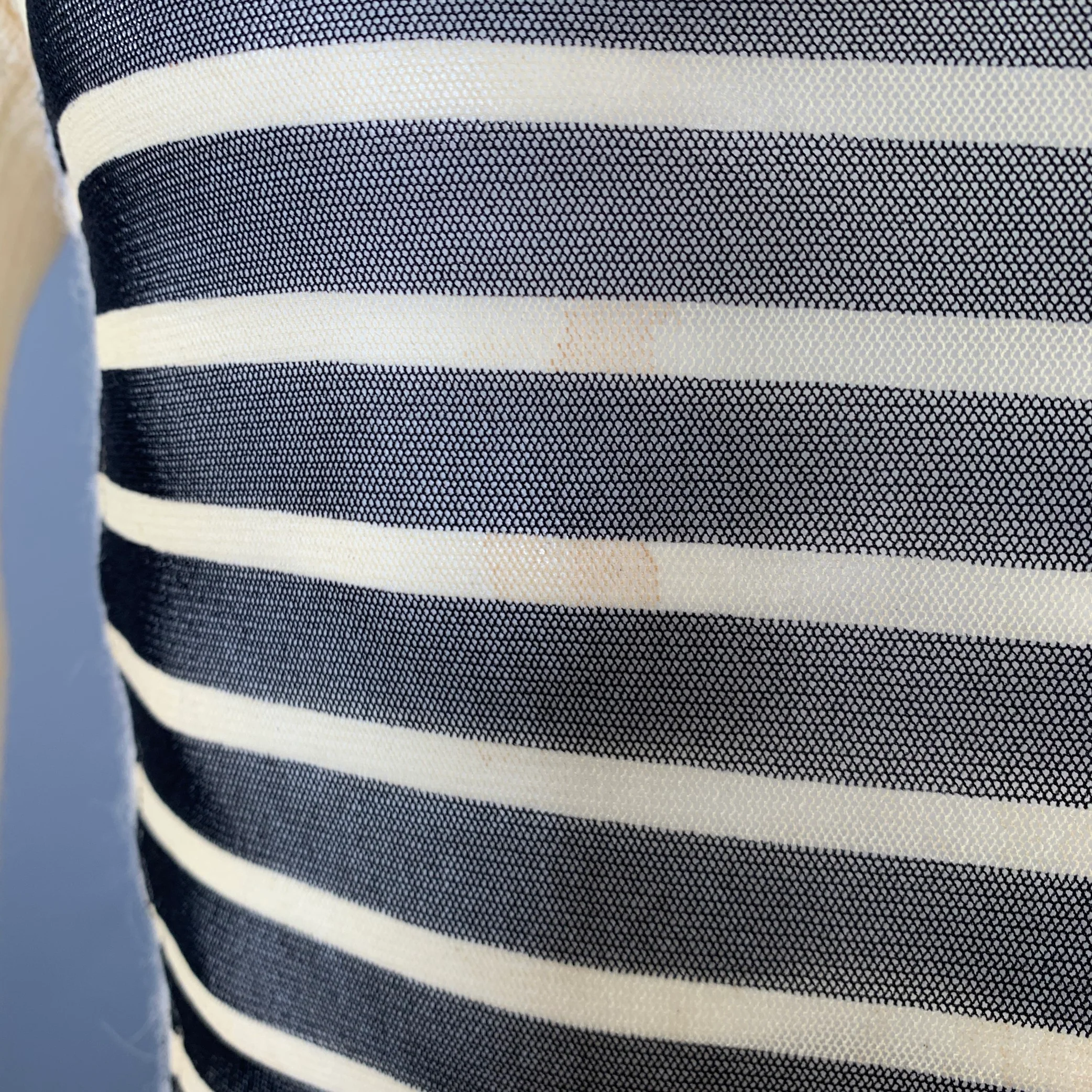 JEAN PAUL GAULTIER Size S Black Cream Stripe Polyamide Alpaca Mesh Pullover - Image 4