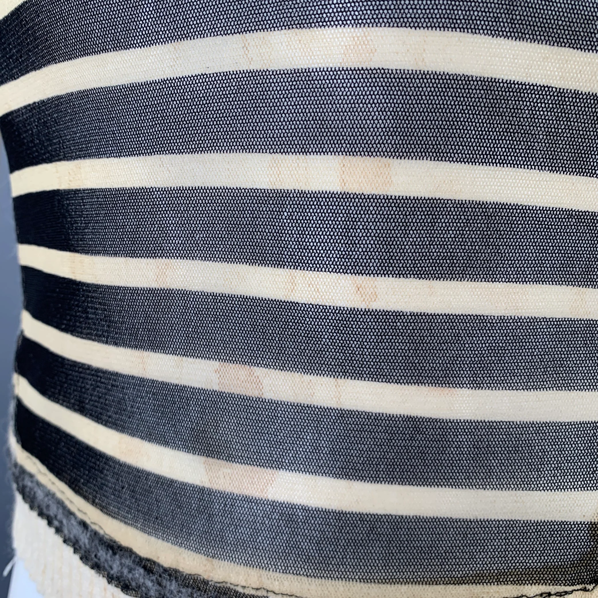 JEAN PAUL GAULTIER Size S Black Cream Stripe Polyamide Alpaca Mesh Pullover - Image 5