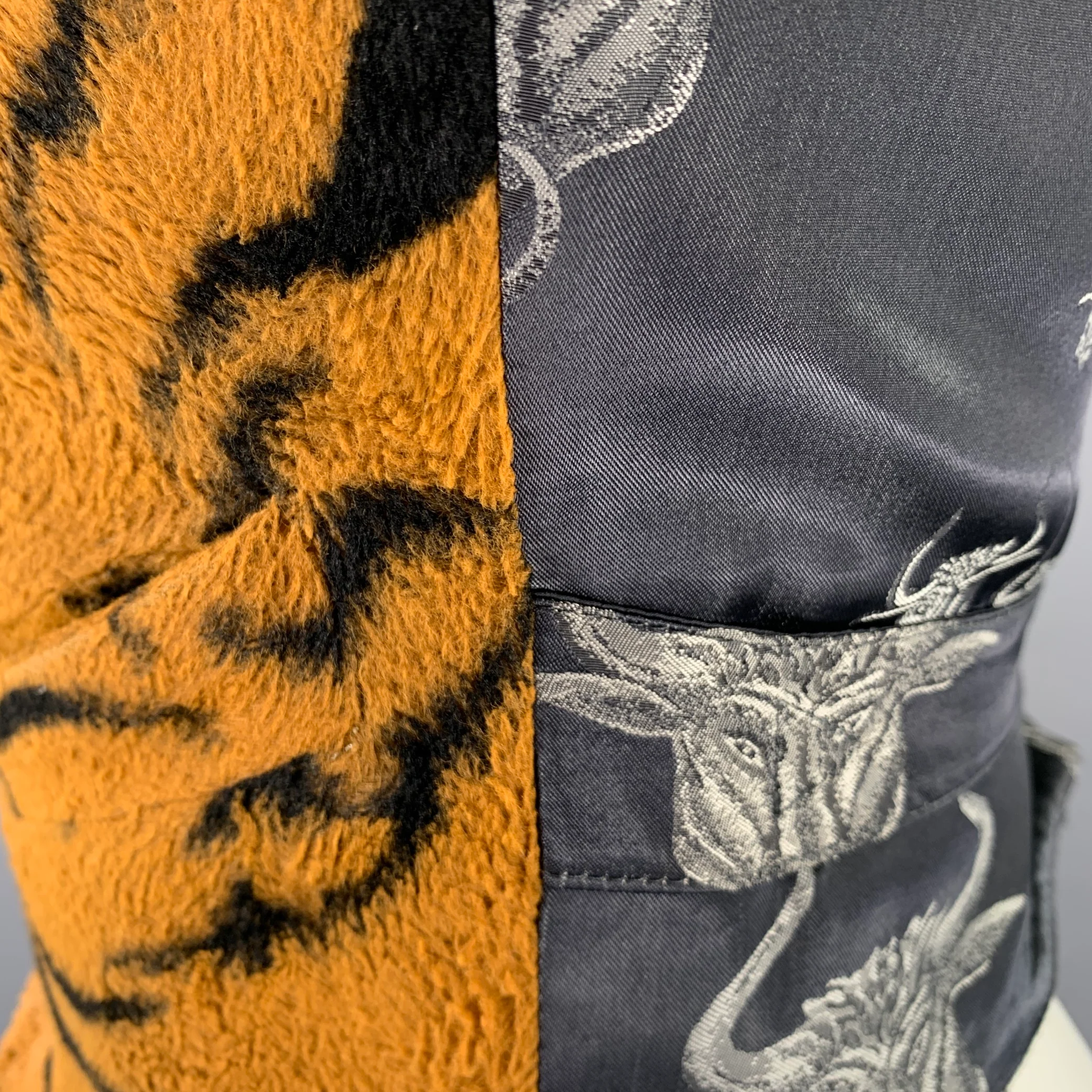 JEAN PAUL GAULTIER Size S Orange Black Tiger Polyester Blend Vest - Image 5