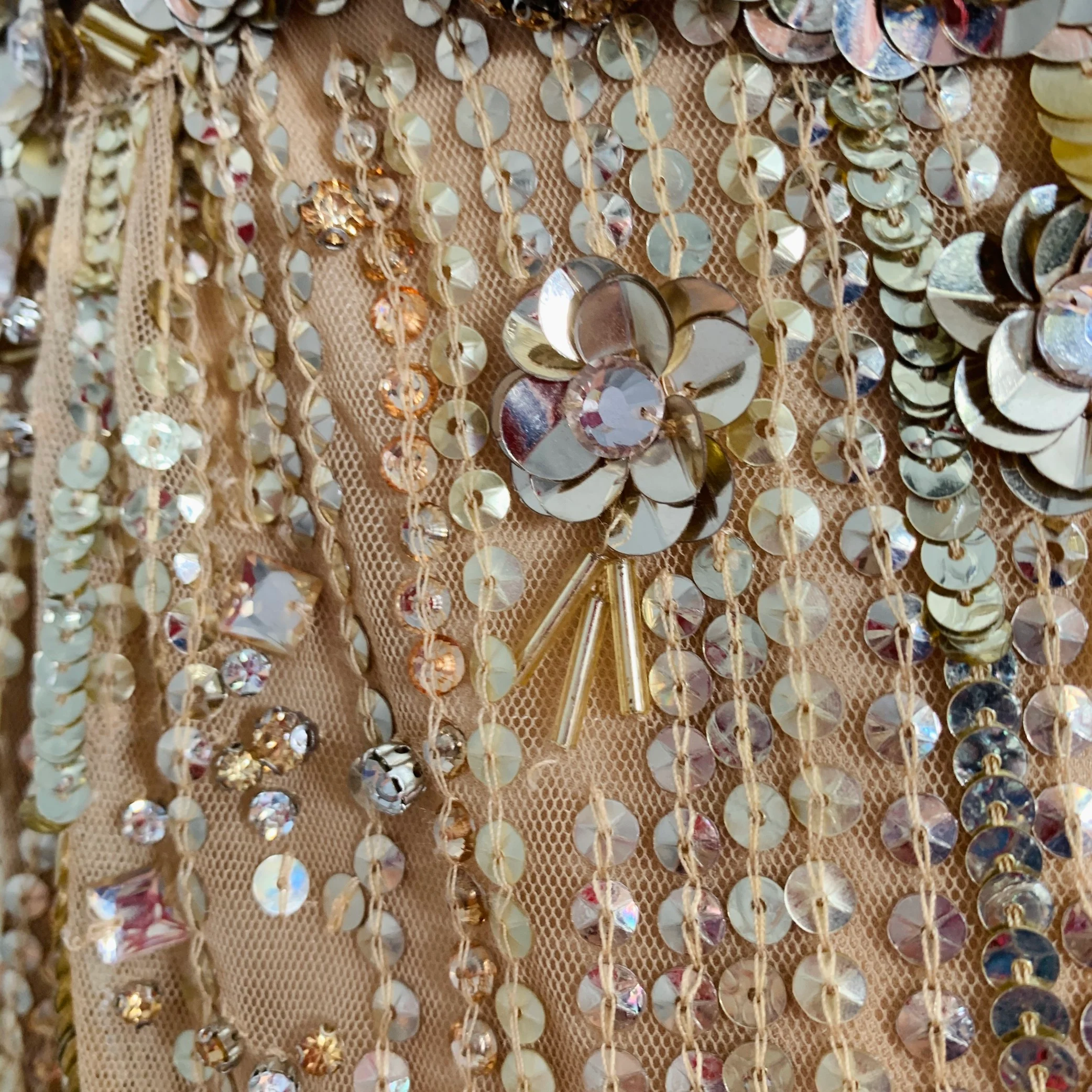 JENNY PACKHAM Pre-Fall 2022 Size 10 Bright Gem Gold Nude Polyester Beaded Sleeveless Evening Gown - Image 6