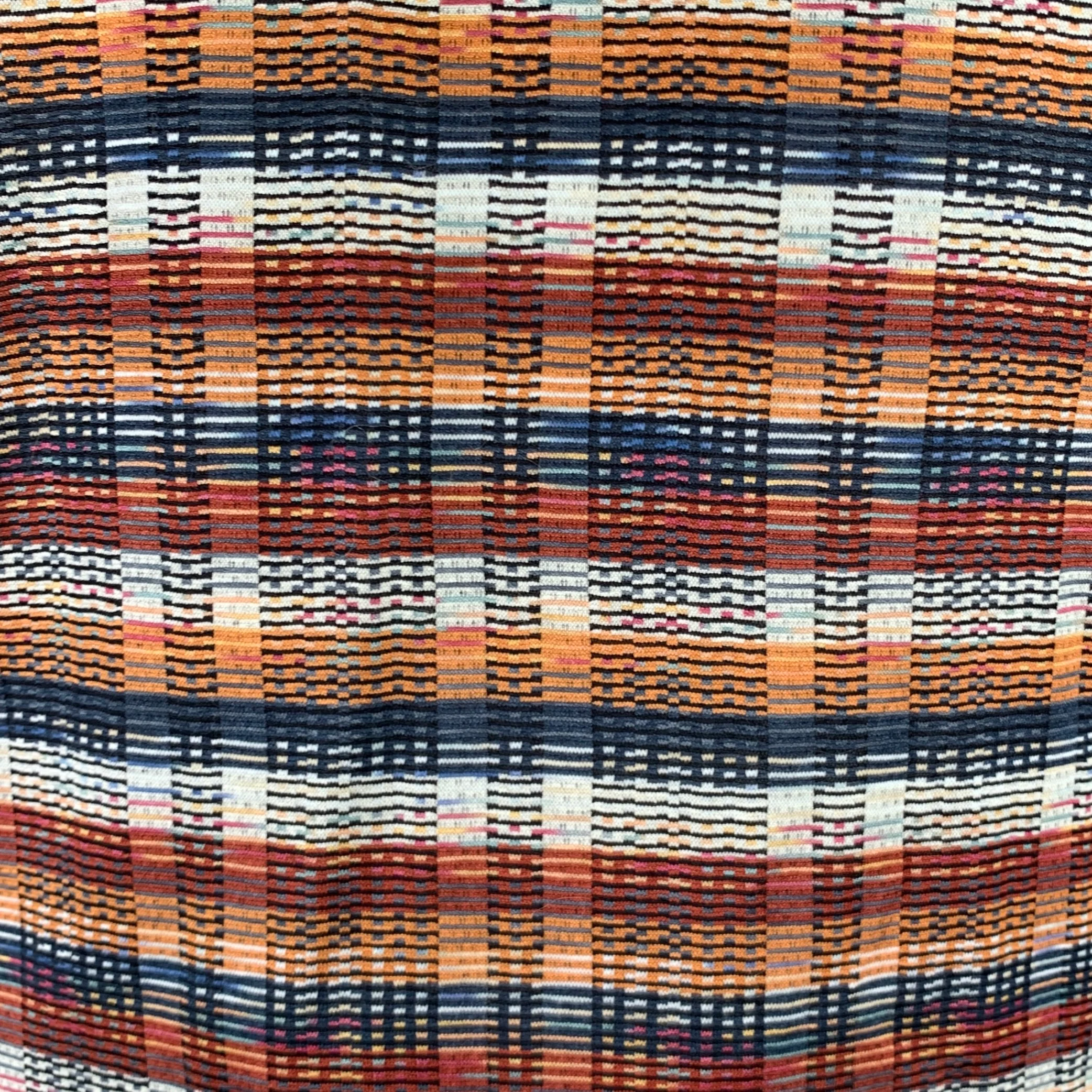 JHANE BARNES Size L Brown Blue White Stripe Cotton Polo - Image 2