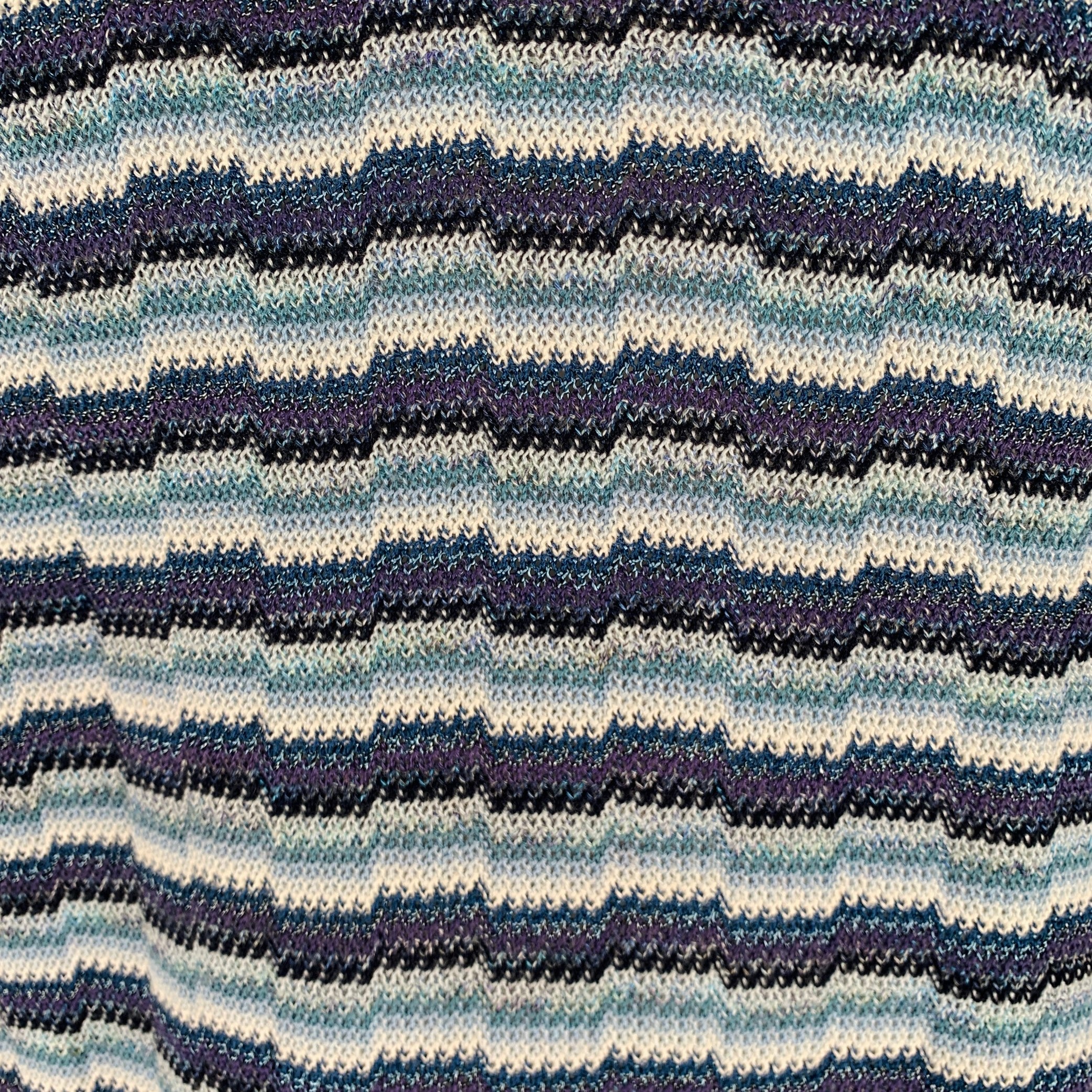 JHANE BARNES Size M Blue White Stripe Cotton Blend Short Sleeve Polo - Image 2
