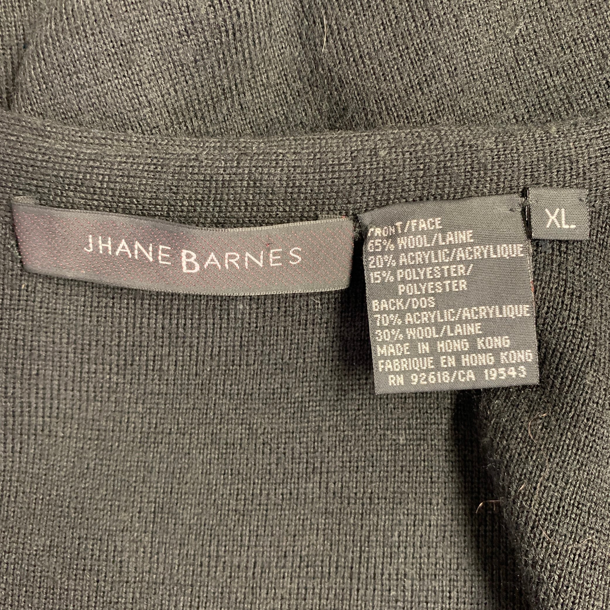 JHANE BARNES Size XL Black Beige Woven Wool Blend Button Down Vest - Image 5