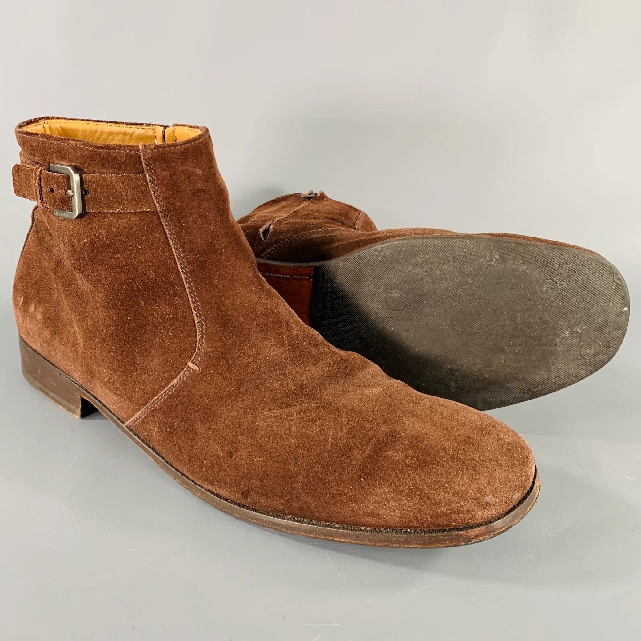 JIL SANDER Size 11 Brown Suede Side Zipper Boots - Image 5