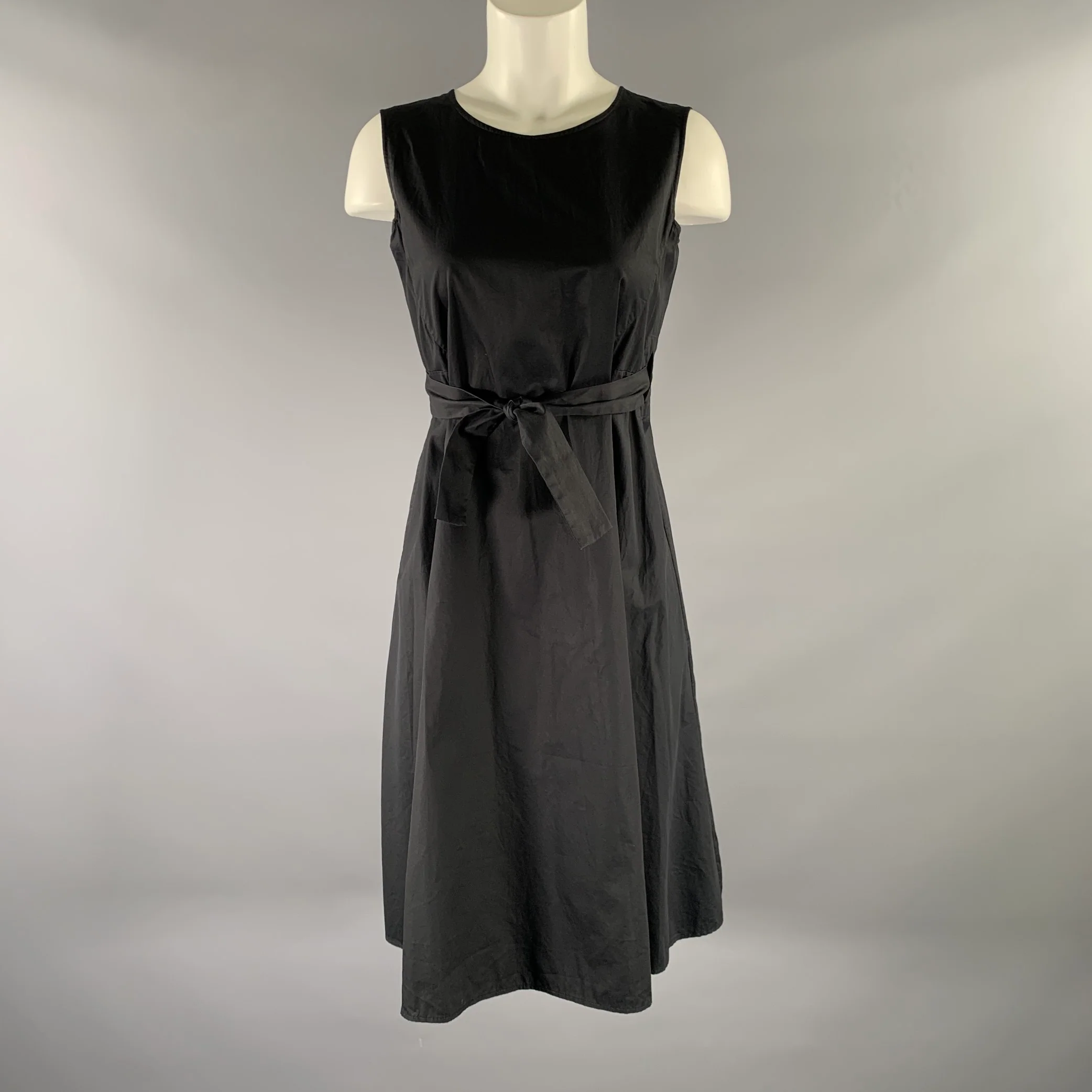 JIL SANDER Size 2 Black Cotton IW405708 Open back Knee-Length Dress