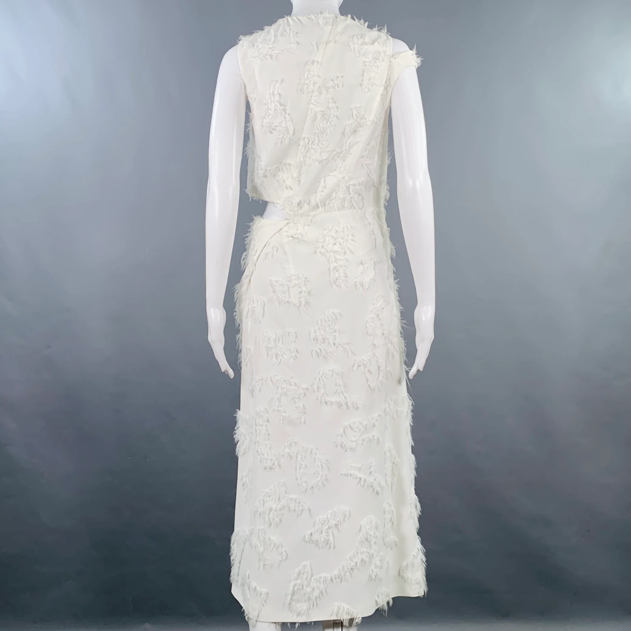 JIL SANDER Size 2 White Viscose Cut Out Sleeveless Dress - Image 4
