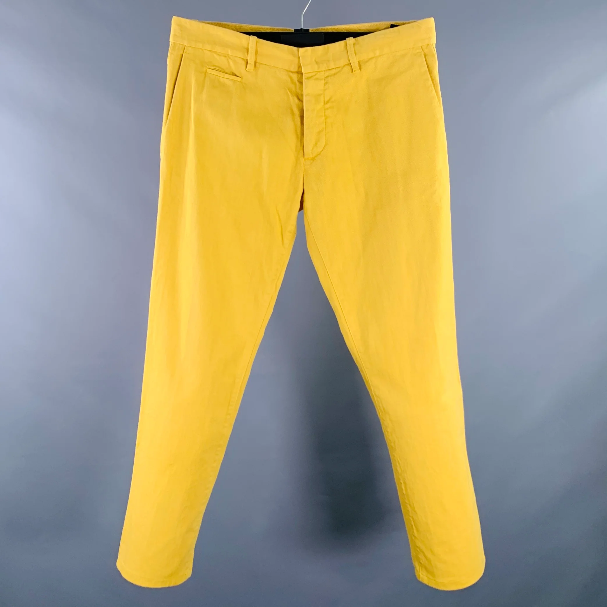 JIL SANDER Size 33 Mies Yellow Cotton Low Rise Button Fly Jeans
