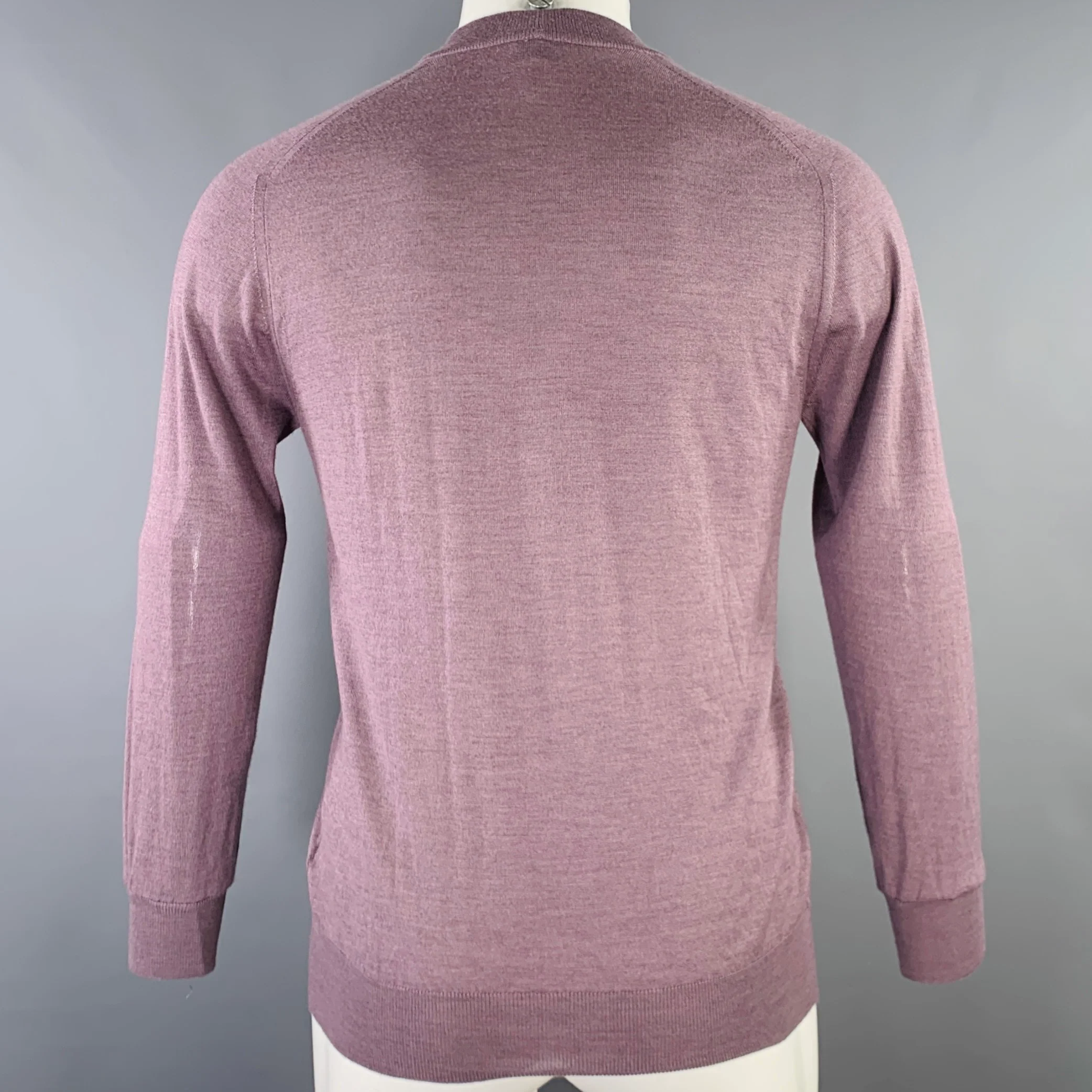 JIL SANDER Size 36 Purple Cashmere Silk V-Neck Cardigan - Image 3
