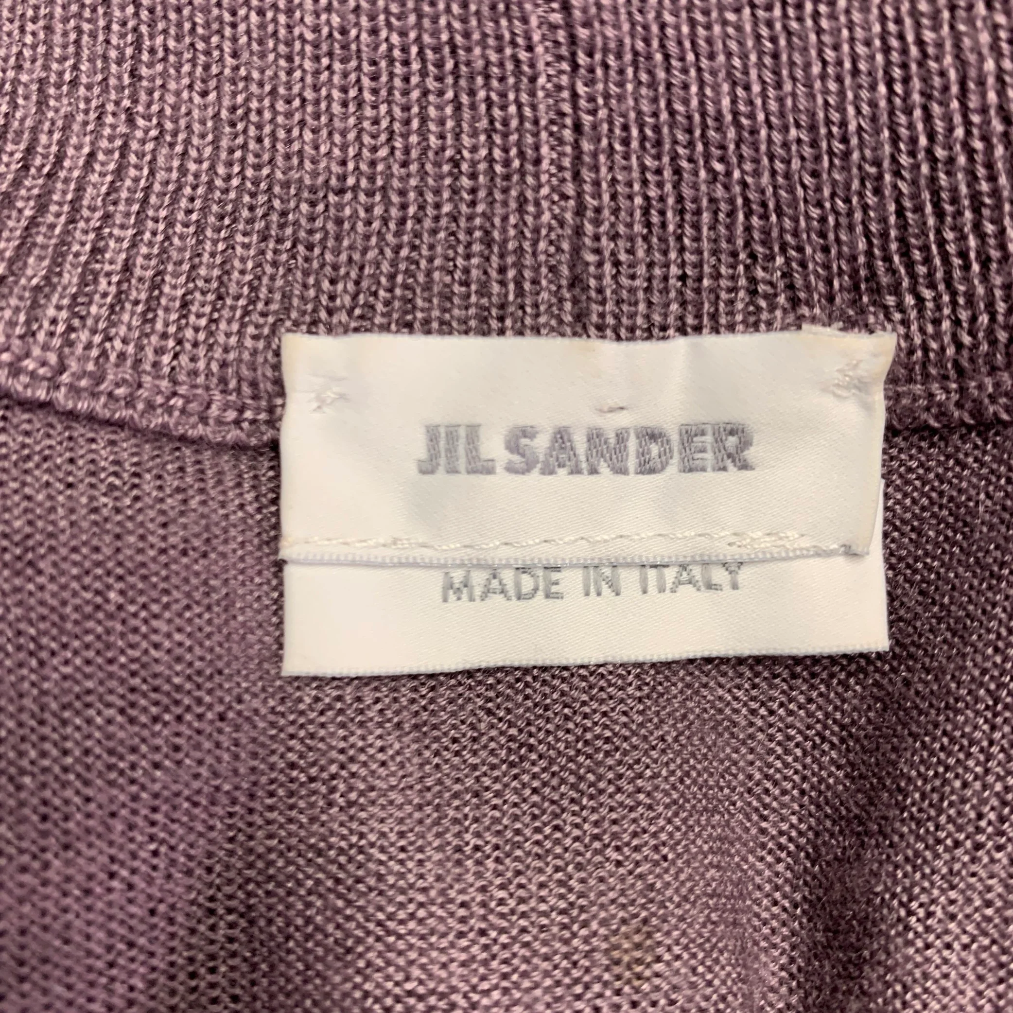 JIL SANDER Size 36 Purple Cashmere Silk V-Neck Cardigan - Image 4