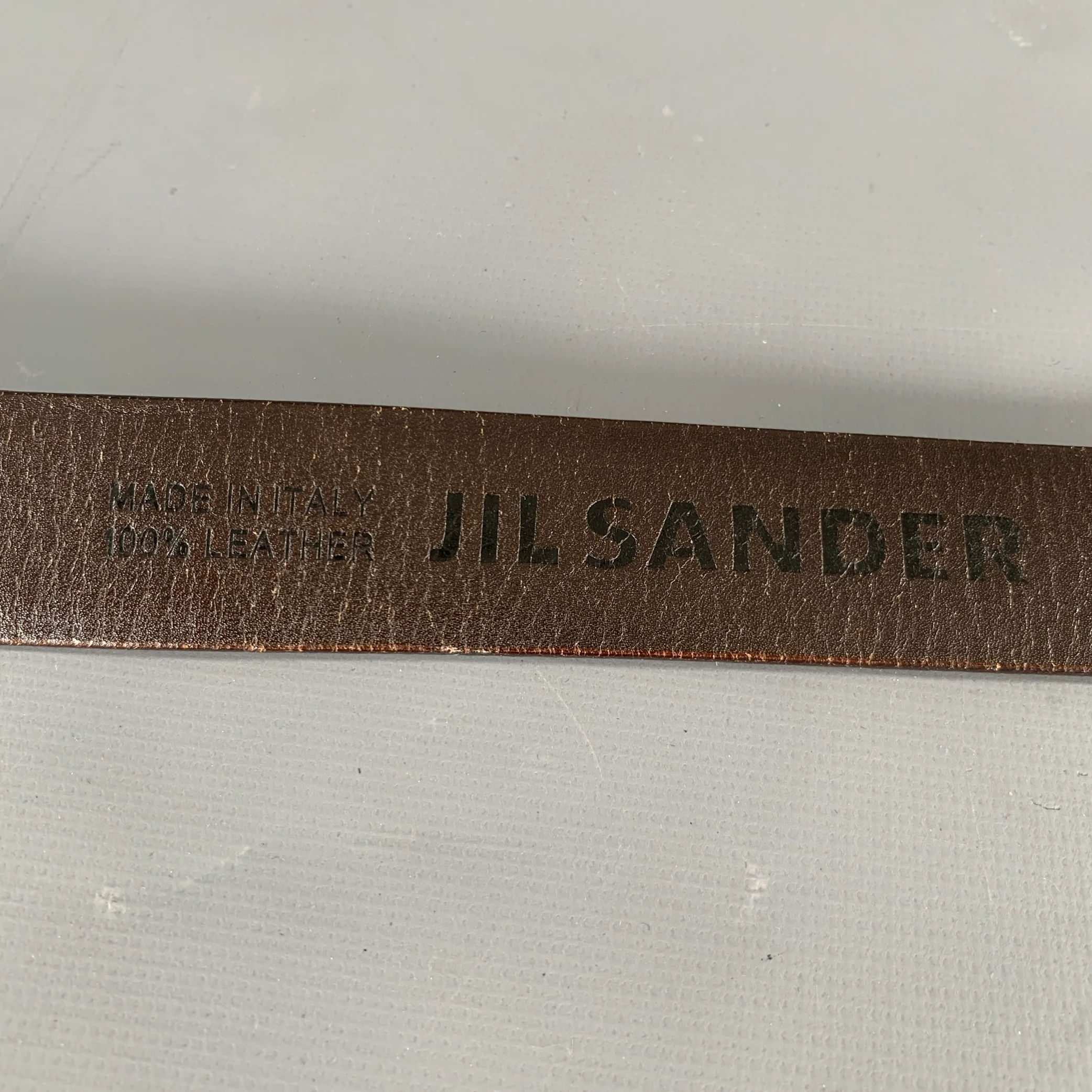 JIL SANDER Size 37 Brown Leather Wooden Buckle Belt - Image 6