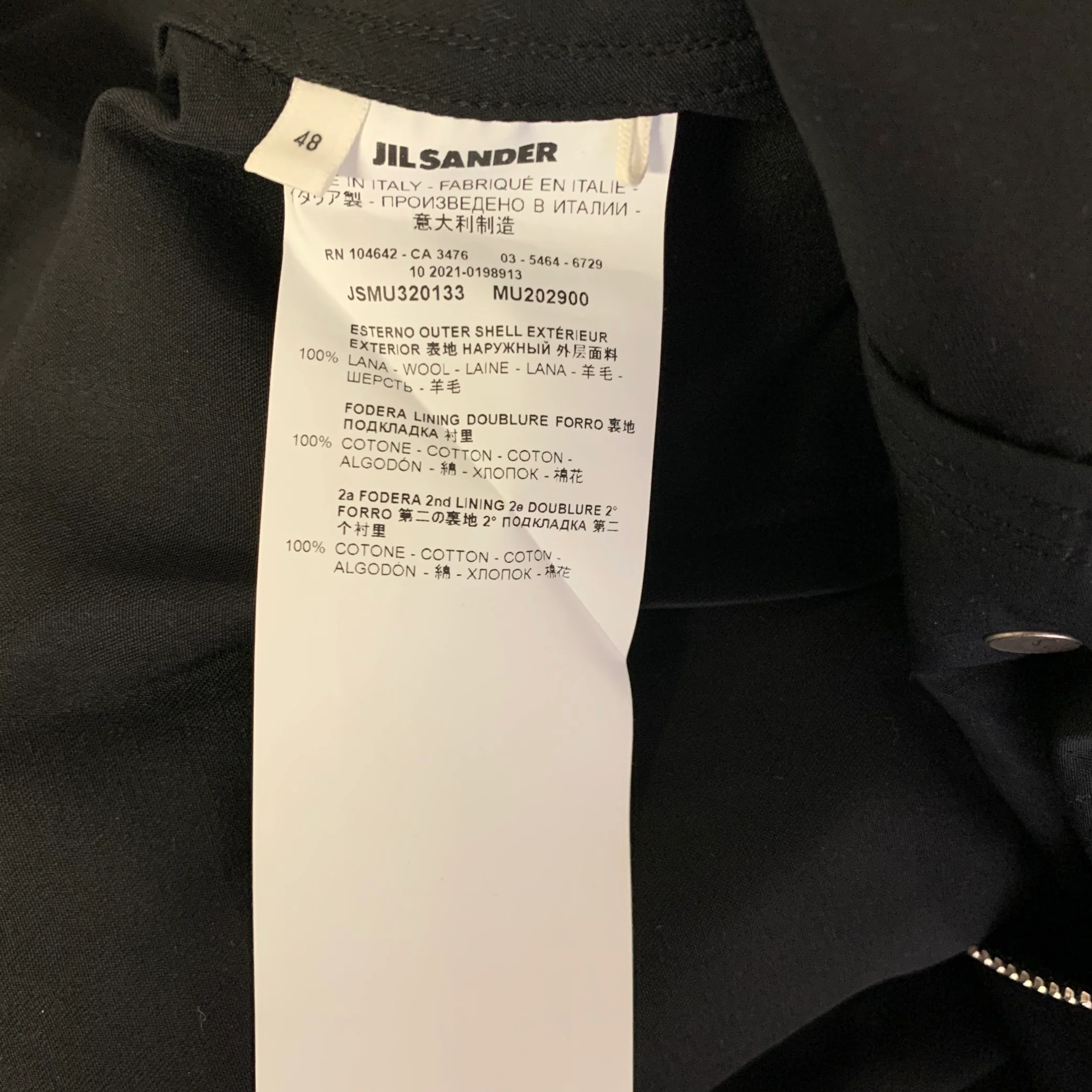 JIL SANDER Size 38 Black Wool Zip Up Jumpsuits & Overalls - Image 7