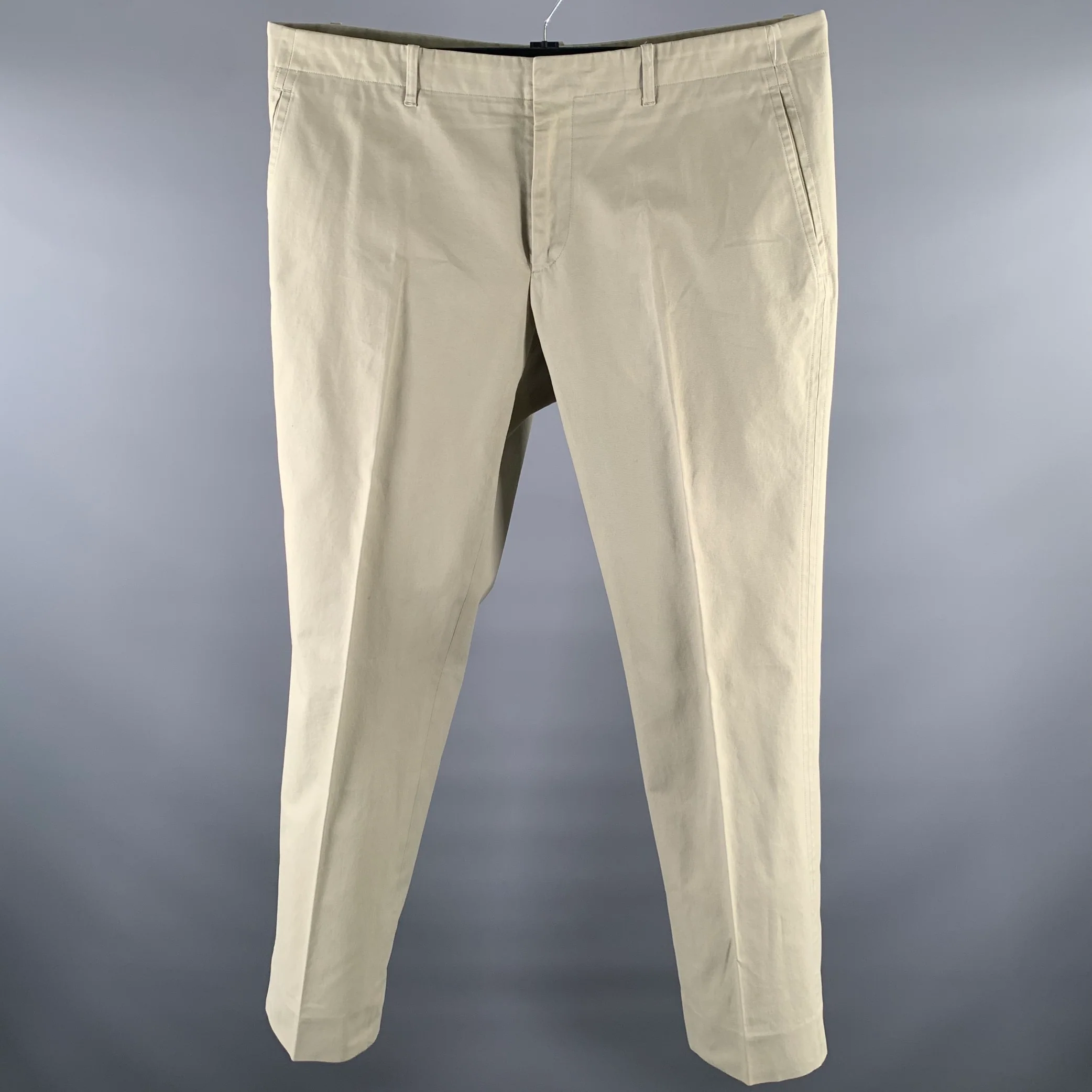 JIL SANDER Size 38 Khaki Cotton Flat Front Casual Pants