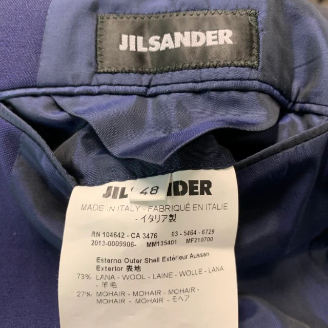 JIL SANDER Size 38 Royal Blue Solid Wool Mohair Notch Lapel Sport Coat - Image 4