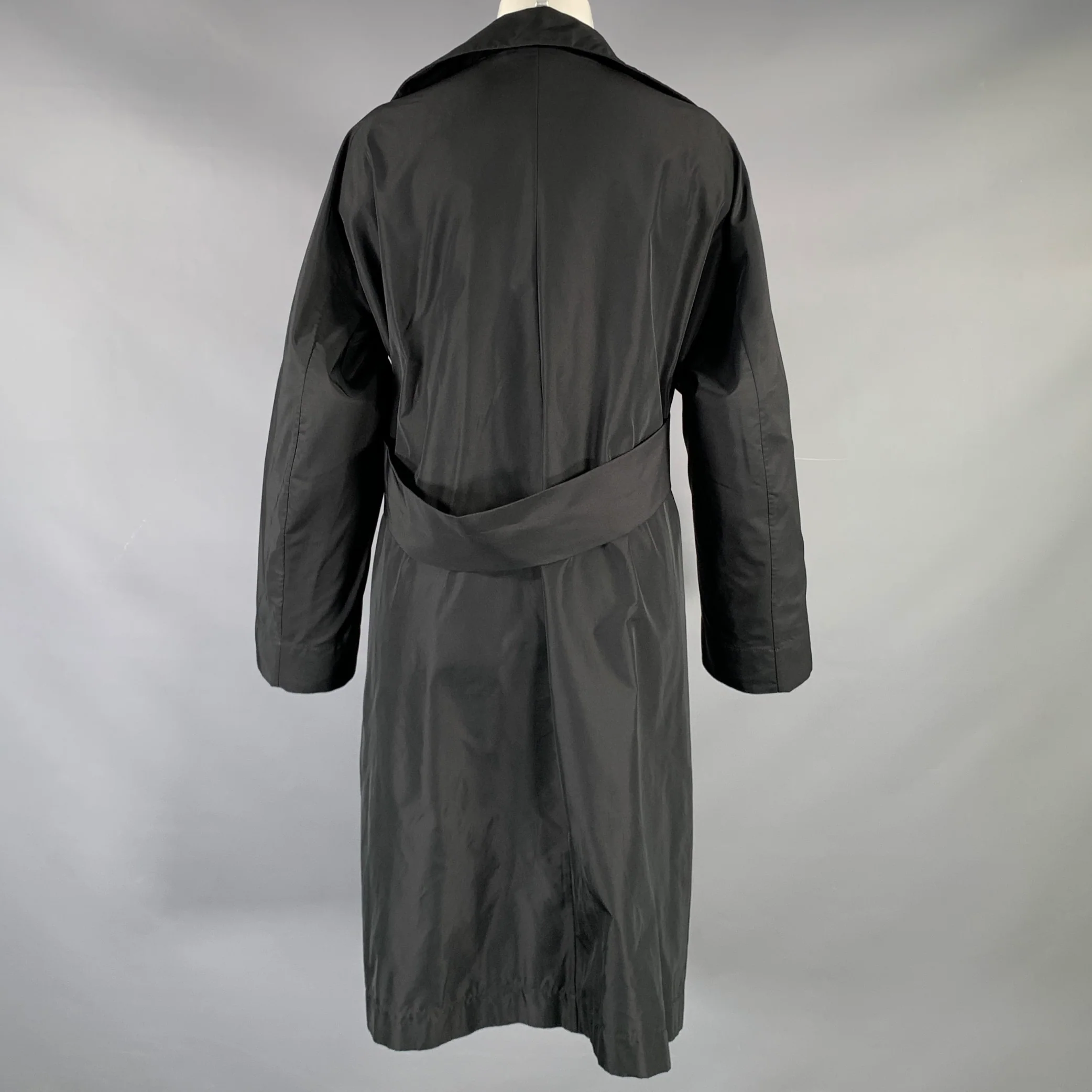 JIL SANDER Size 4 Black Polyester Silk Open Front Coat - Image 4