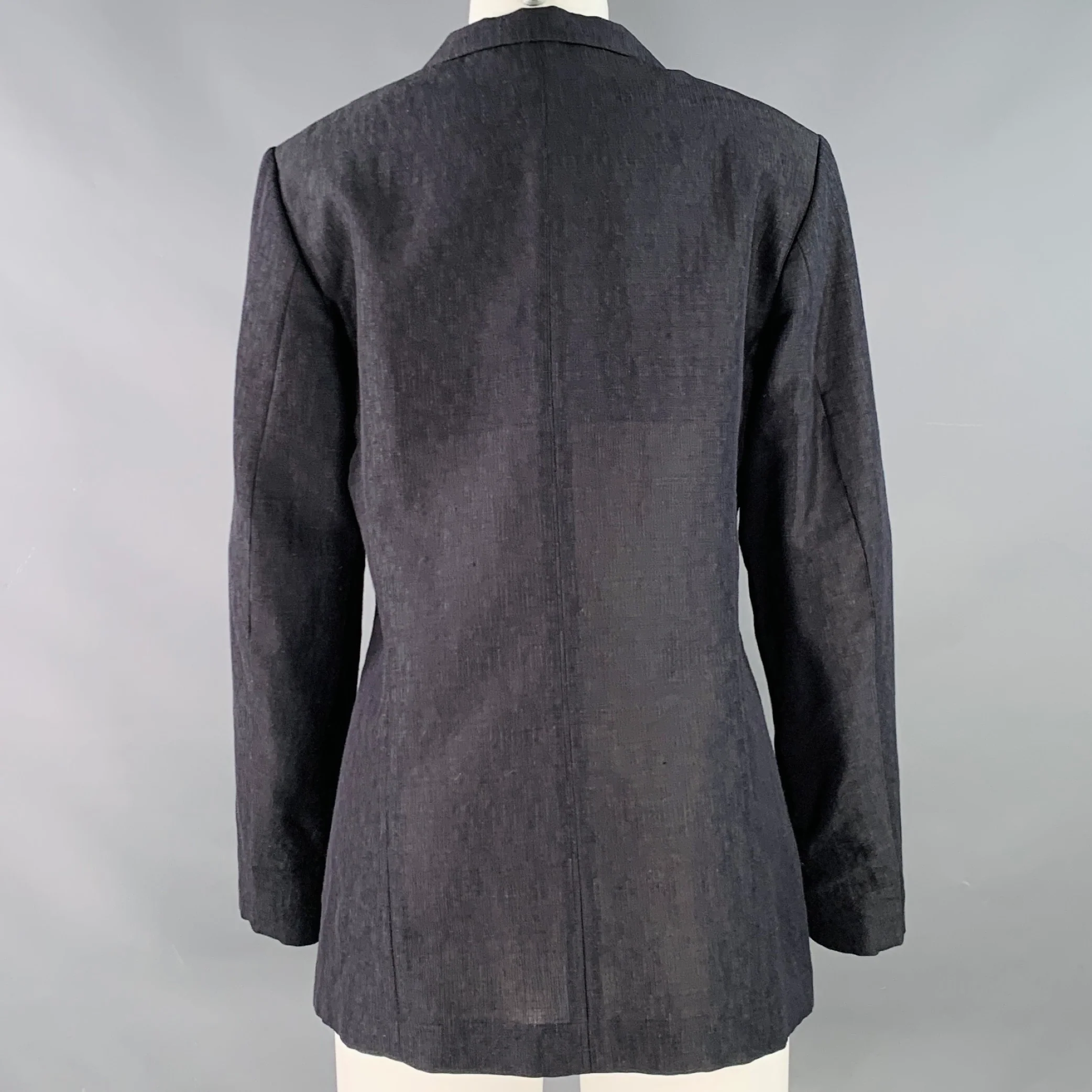 JIL SANDER Size 4 Grey Charcoal Silk Mohair Wool Jacket Blazer - Image 3