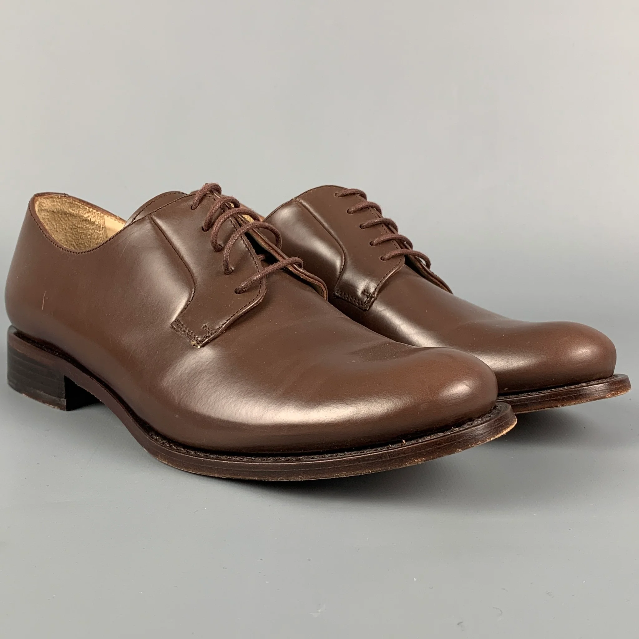 JIL SANDER Size 6.5 Brown Leather Derby Lace-Up Shoes