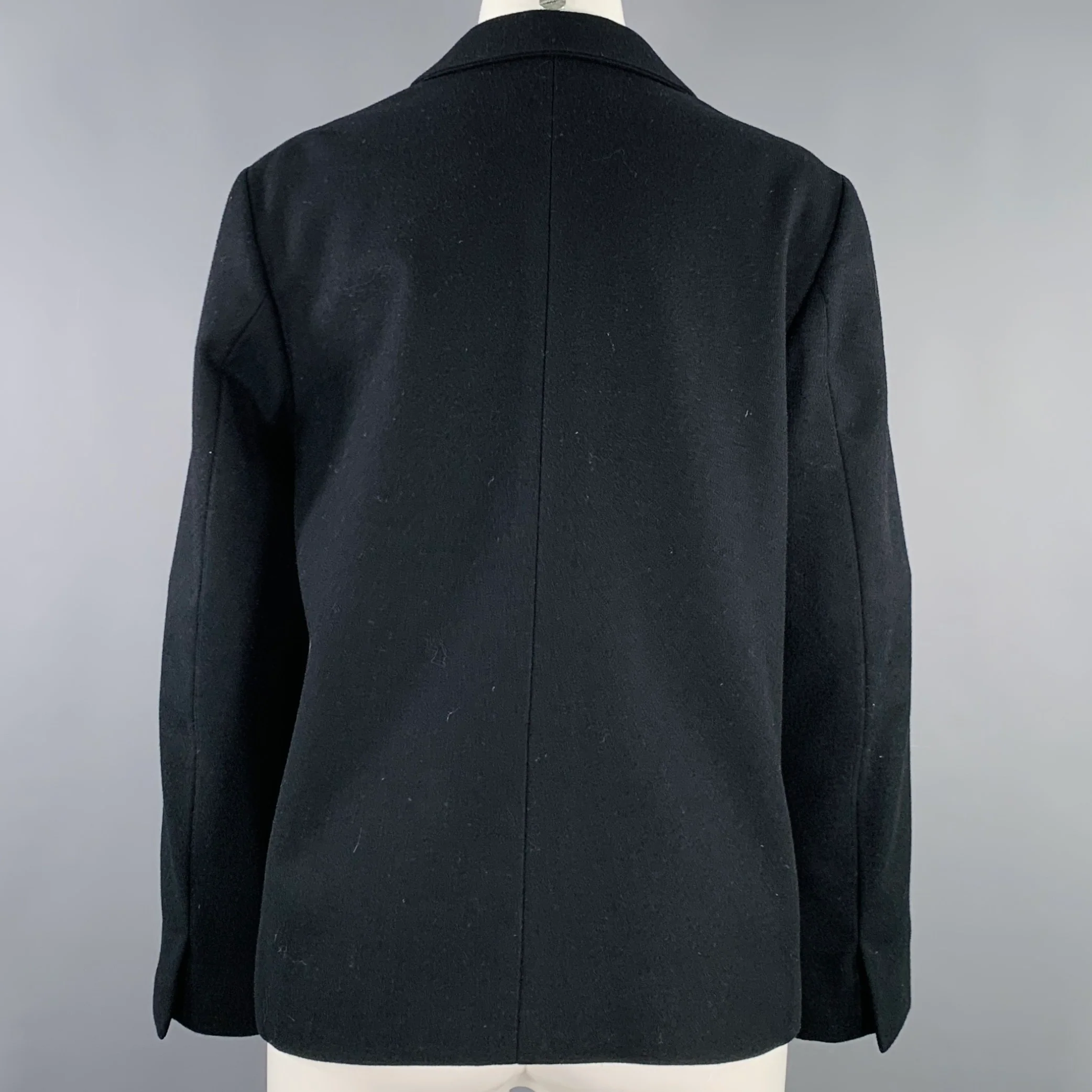 JIL SANDER Size 6 Black Virgin Wool Double Breasted Jacket - Image 3