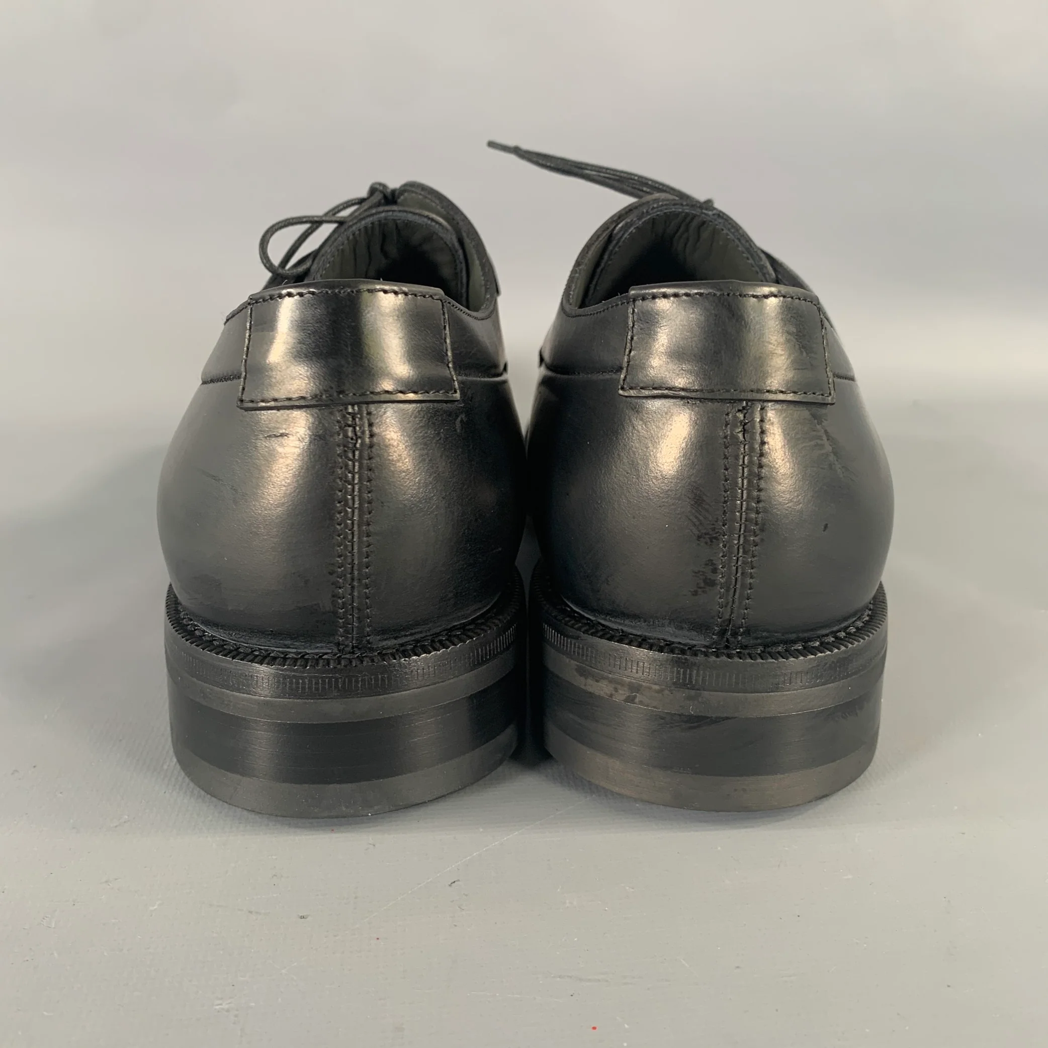 JIL SANDER Size 8 Black Leather Lace Up Shoes - Image 3
