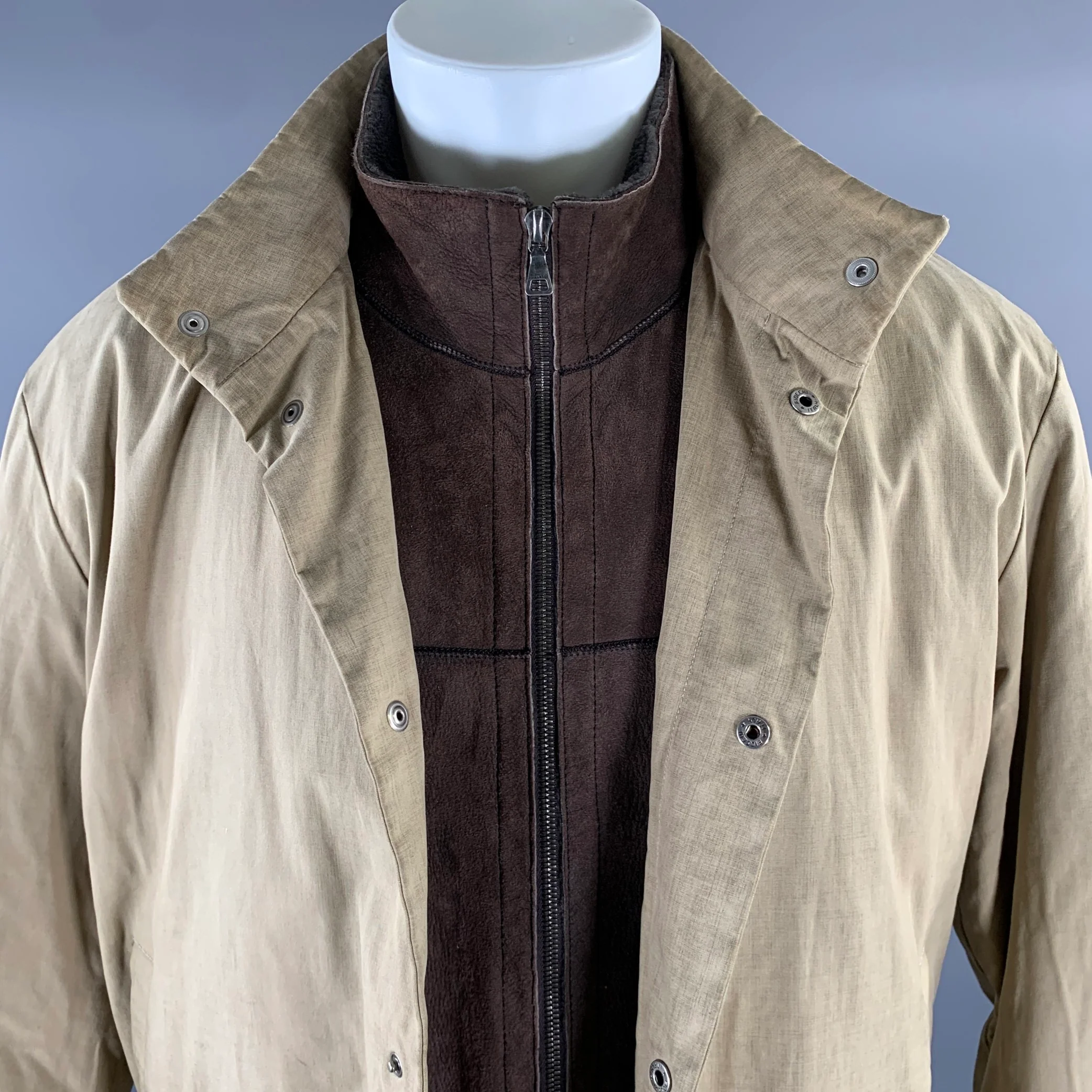 JIL SANDER Size M Beige Brown Cotton Layered Suede Lined Jacket - Image 2
