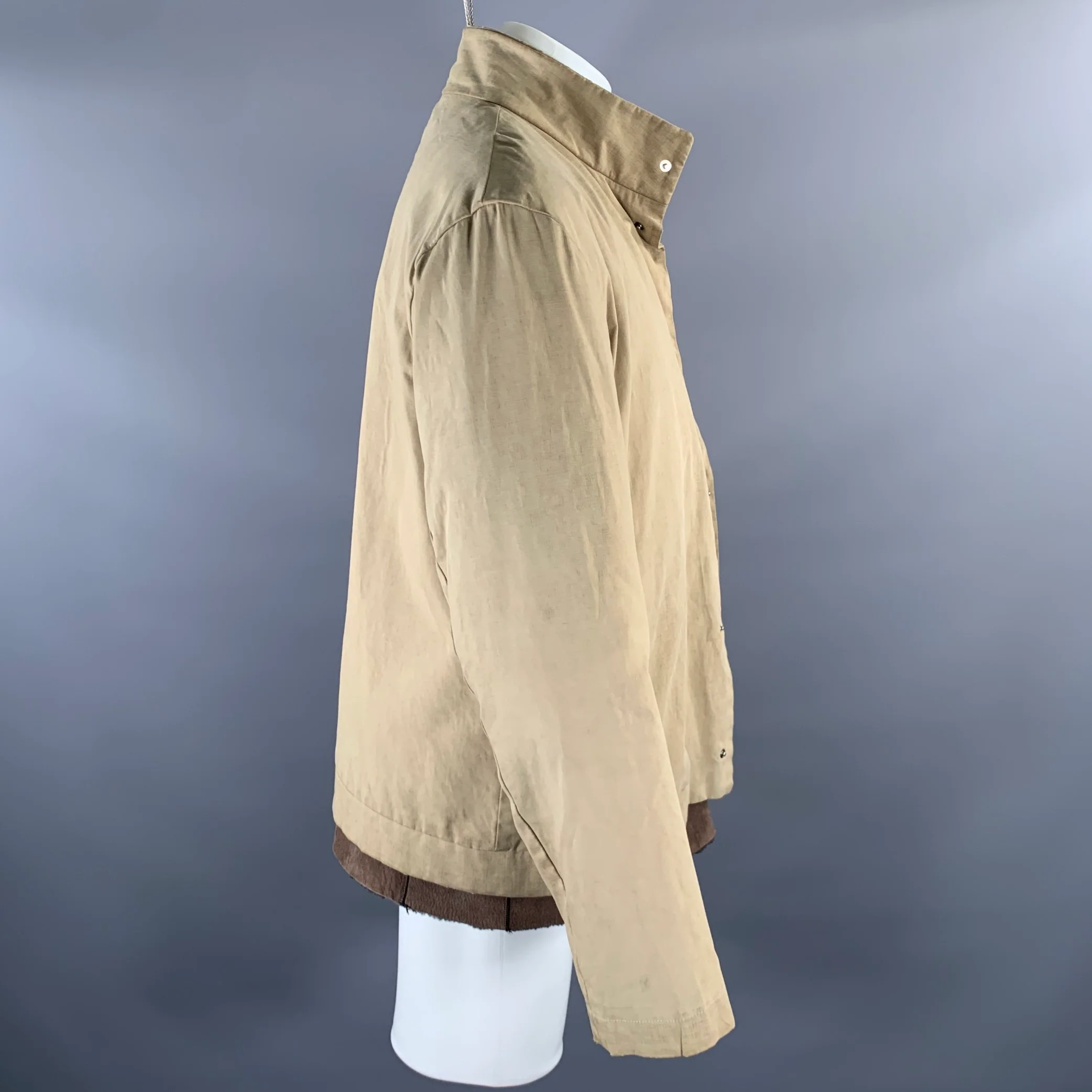 JIL SANDER Size M Beige Brown Cotton Layered Suede Lined Jacket - Image 3