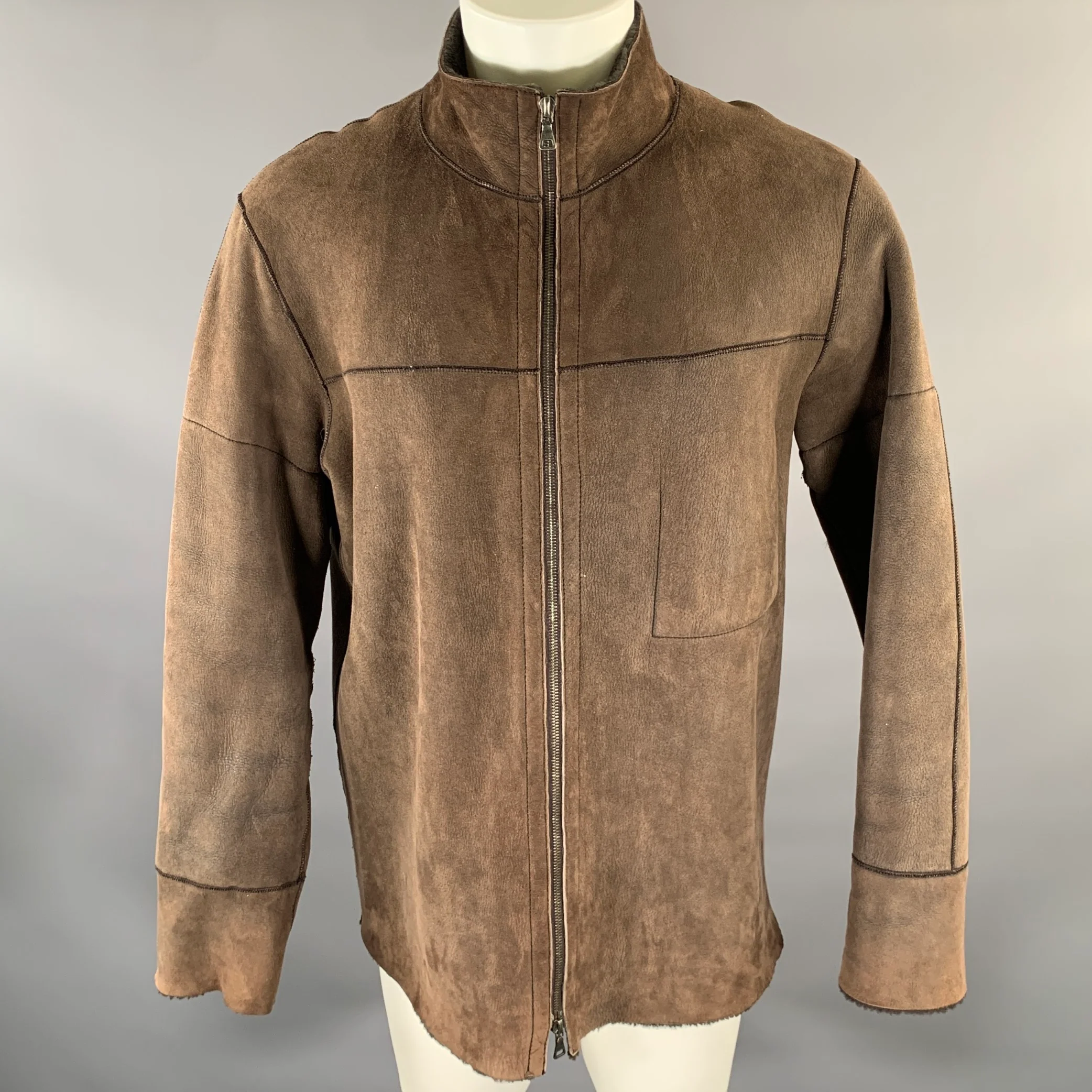 JIL SANDER Size M Beige Brown Cotton Layered Suede Lined Jacket - Image 5