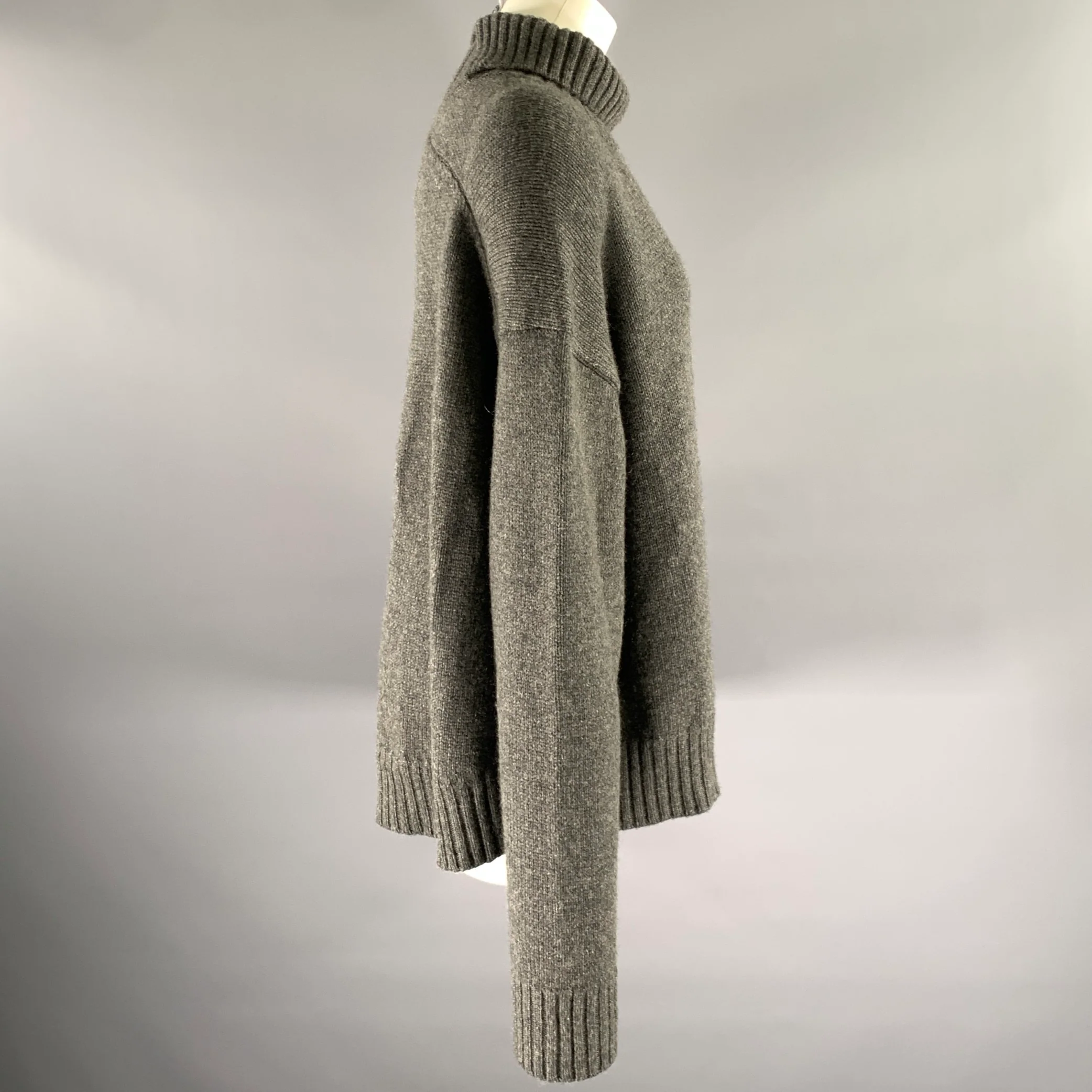 JIL SANDER Size M Grey Cashmere Blend Turtleneck Sweater - Image 3