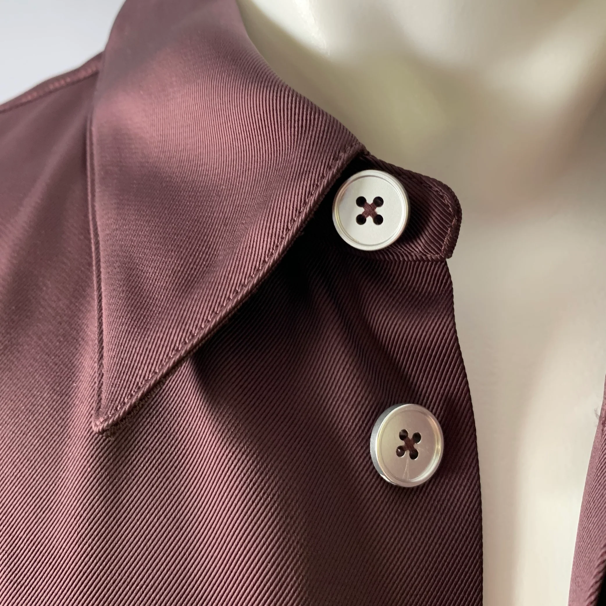 JIL SANDER Size M Plum Viscose Silk Hidden Placket Long Sleeve Shirt - Image 5