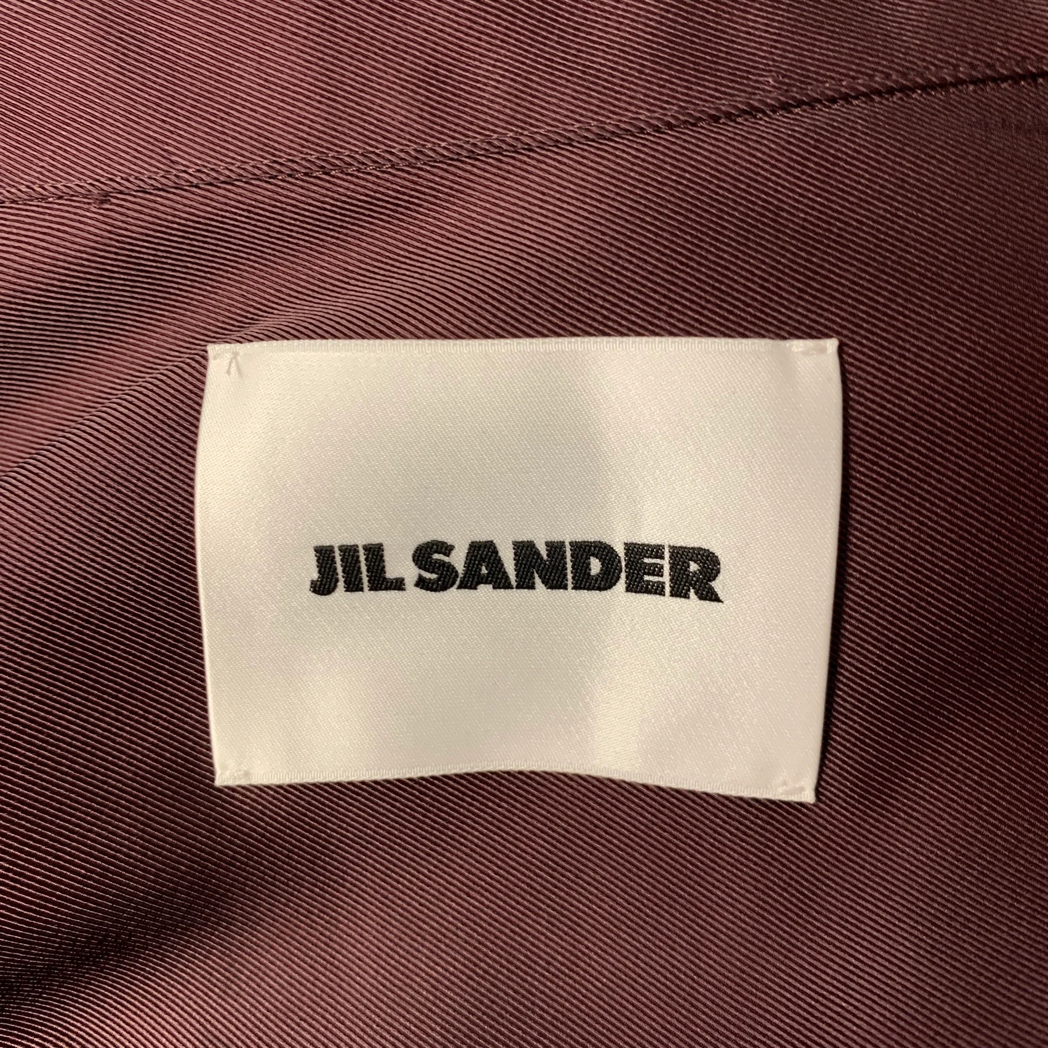 JIL SANDER Size M Plum Viscose Silk Hidden Placket Long Sleeve Shirt - Image 6